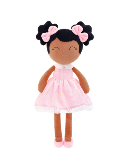 African American Plush Doll - Pink Dress - Image 3