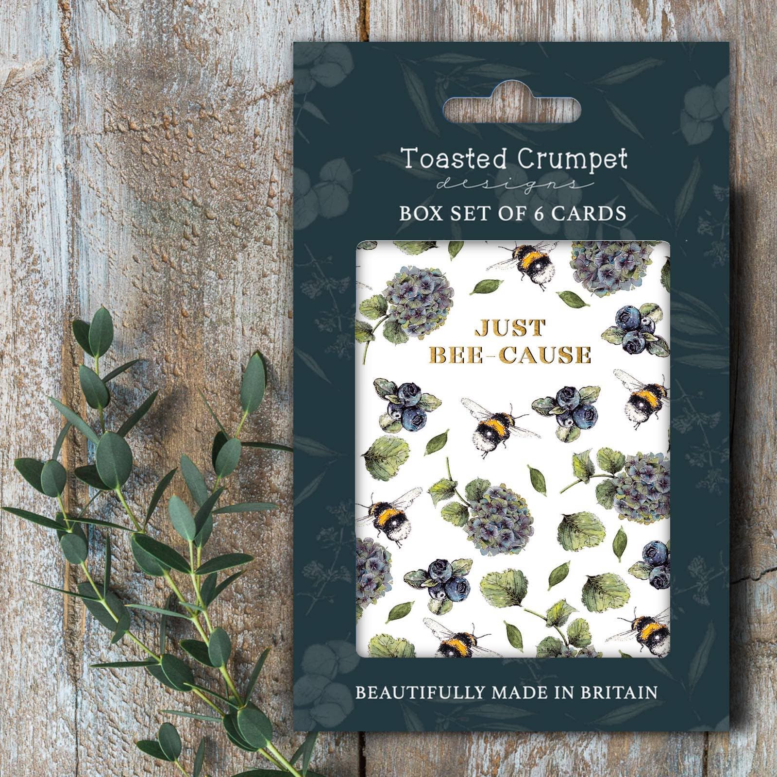 Just Bee-Cause ( Hydrangea & Bee Pure) Set Of 6 Cards