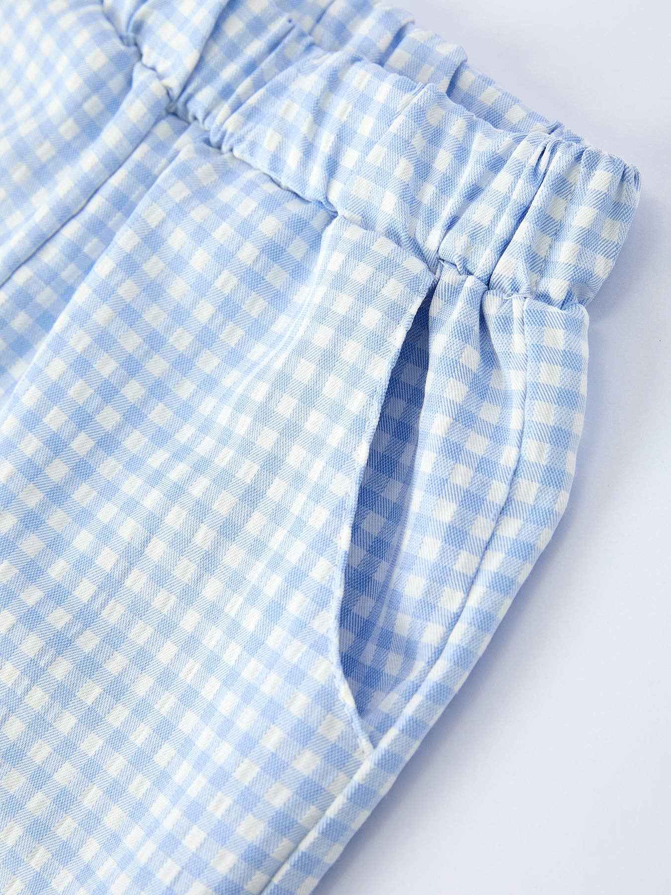 Toddler Boys Summer Crocodile Plaid Shorts Set - Image 5