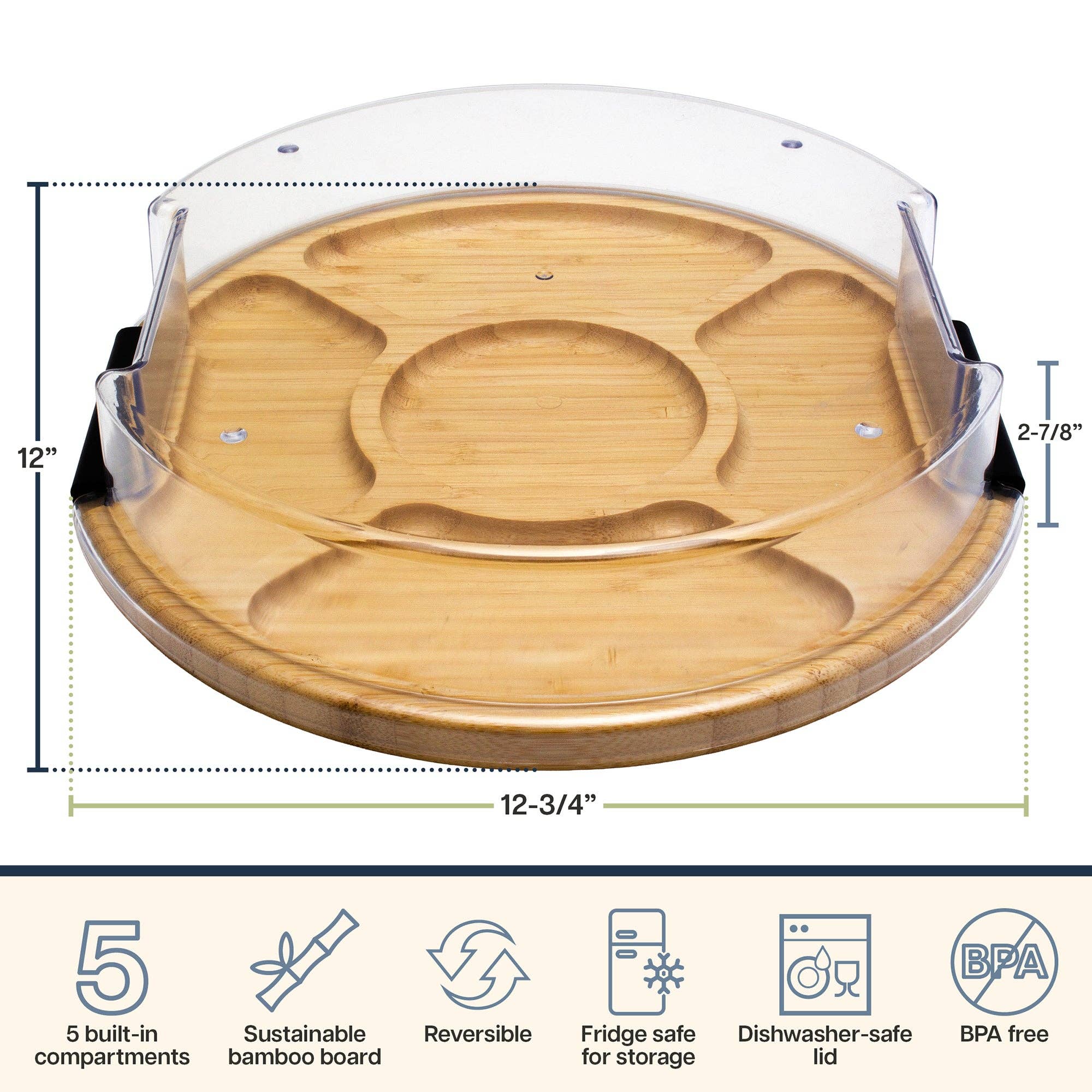 Flip, Serve & Store™ Round Charcuterie Board w/ Locking Lid - Image 9