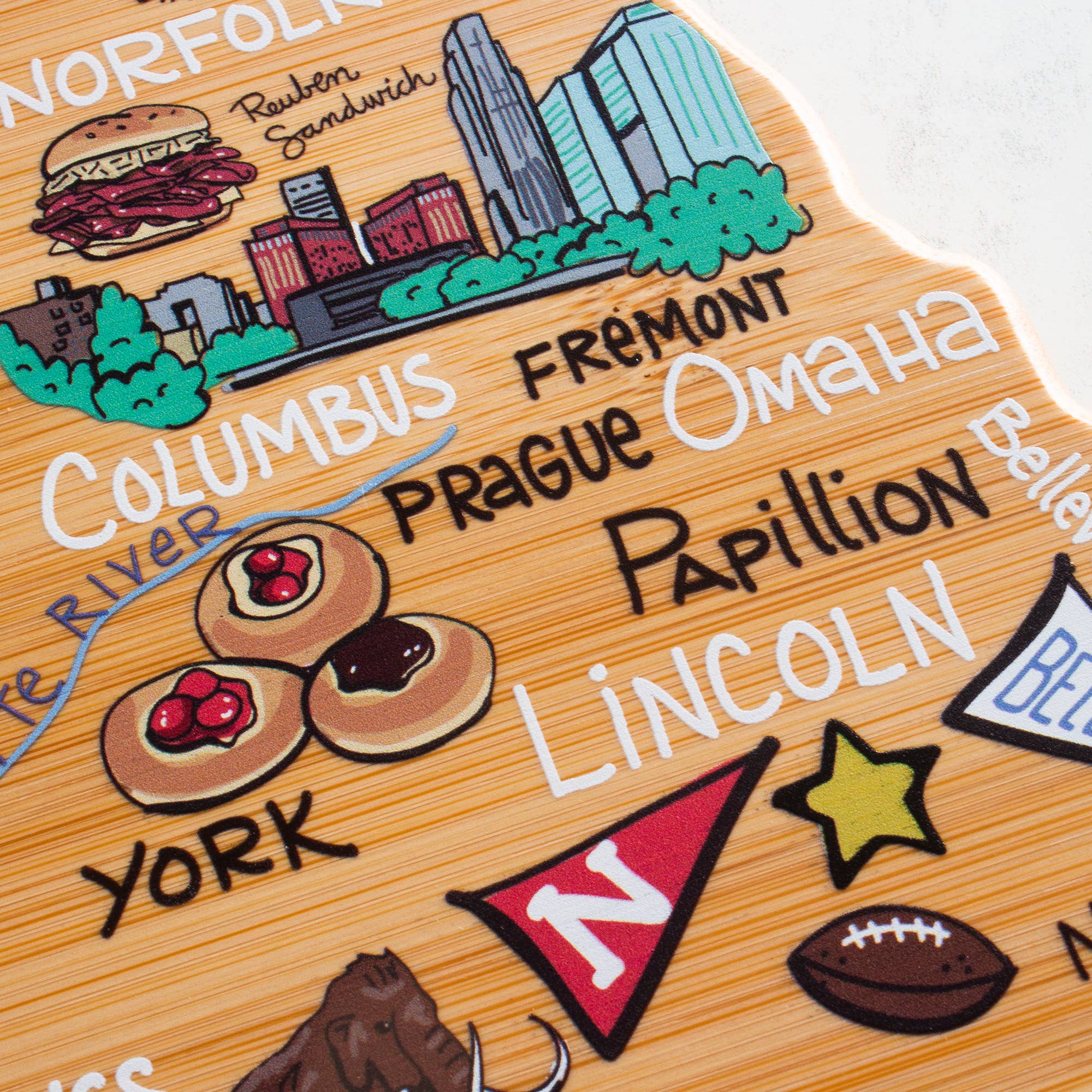 Nebraska Cutting Board with Artwork by Fish Kiss™ - Image 5