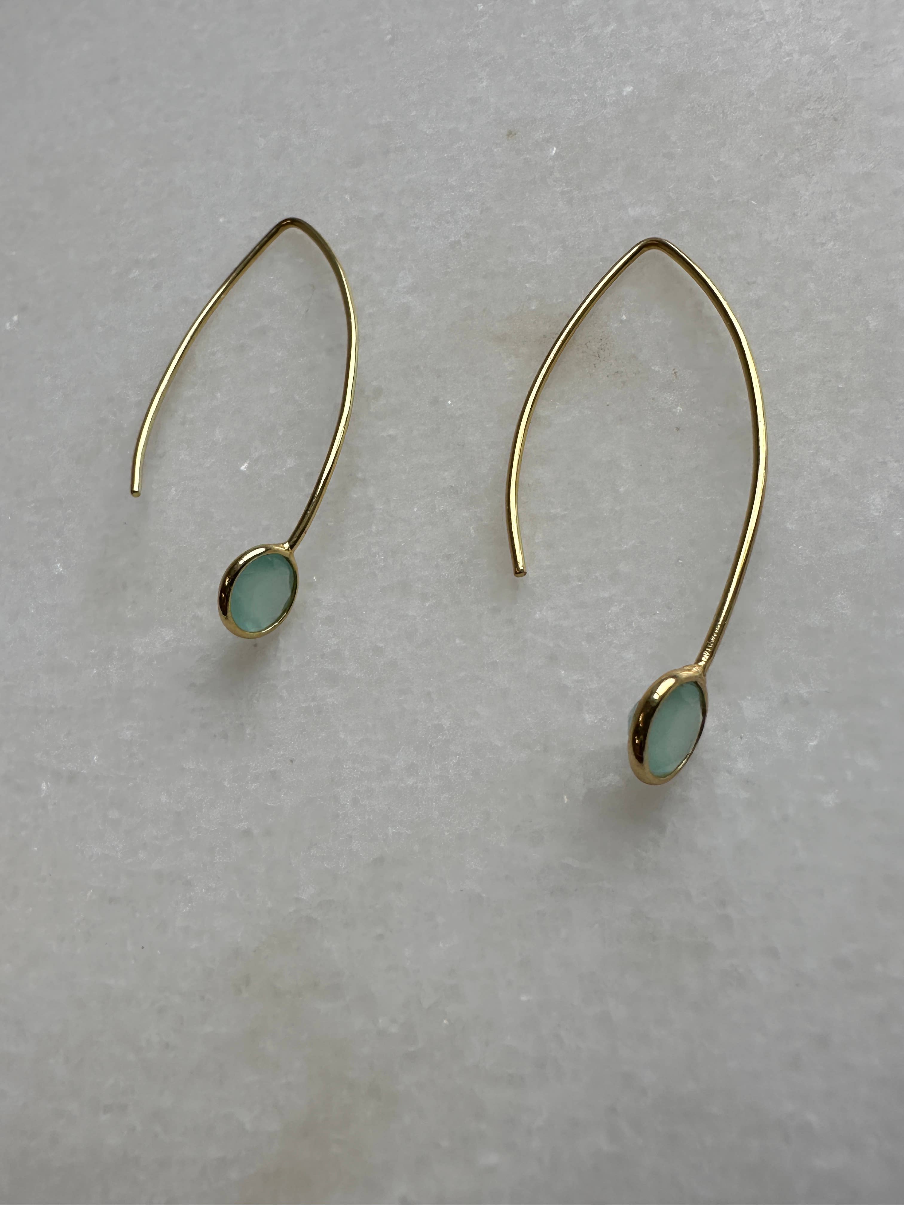 Semi-Precious Stone Long Earwire Drop Earrings