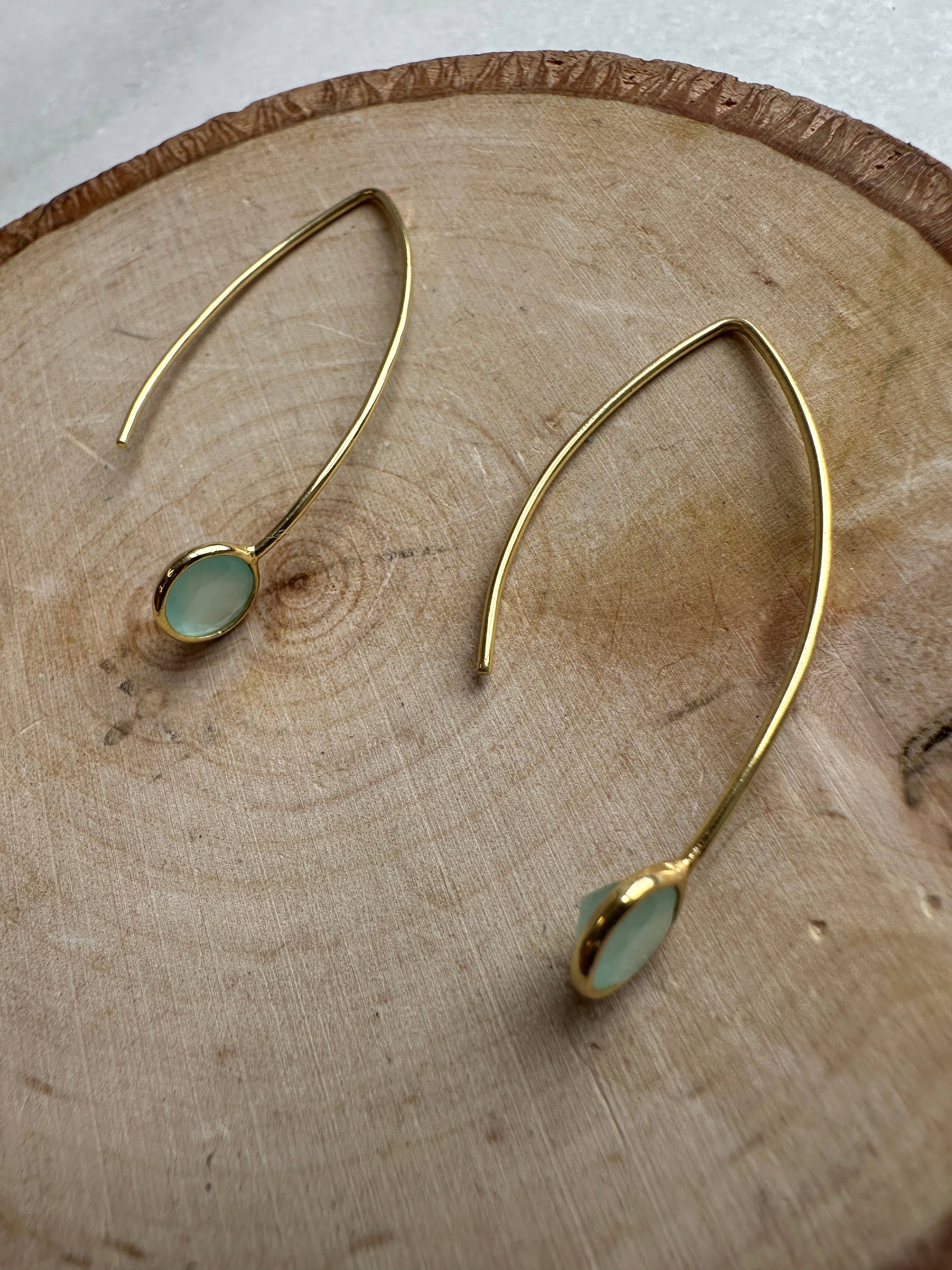 Semi-Precious Stone Long Earwire Drop Earrings - Image 2