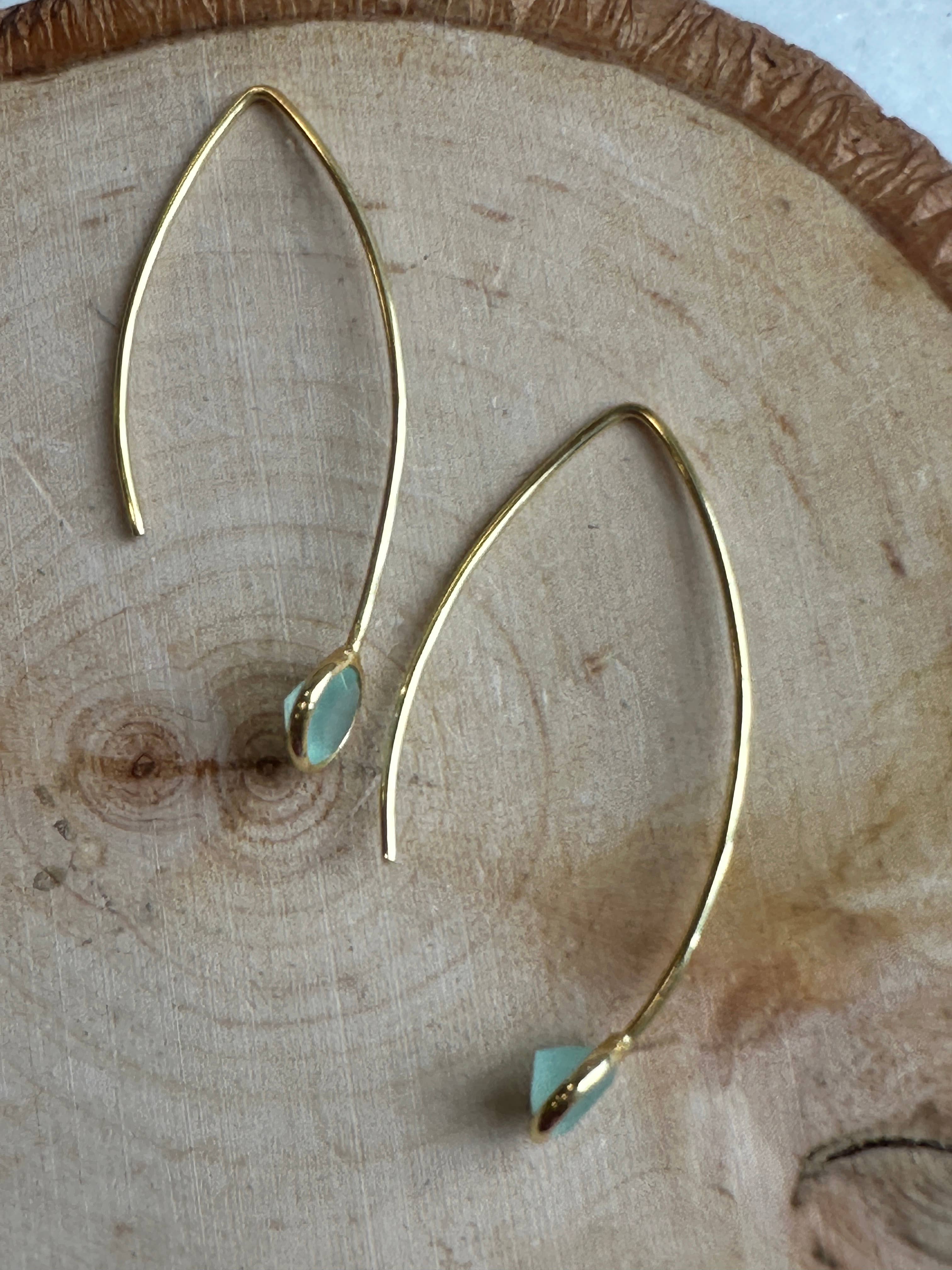 Semi-Precious Stone Long Earwire Drop Earrings - Image 4