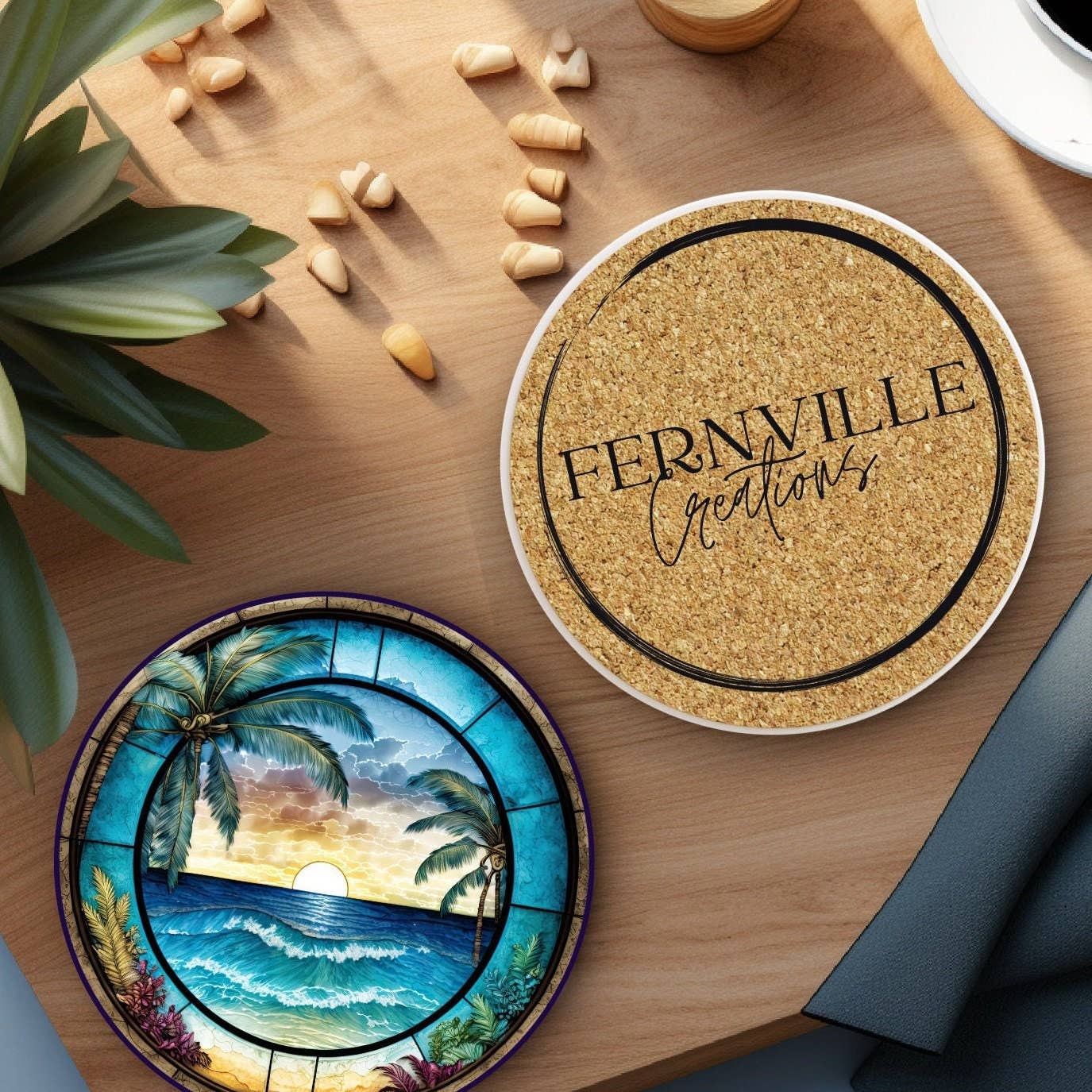 Tropical Beach Ceramic Coaster SET OF 4 - Image 5