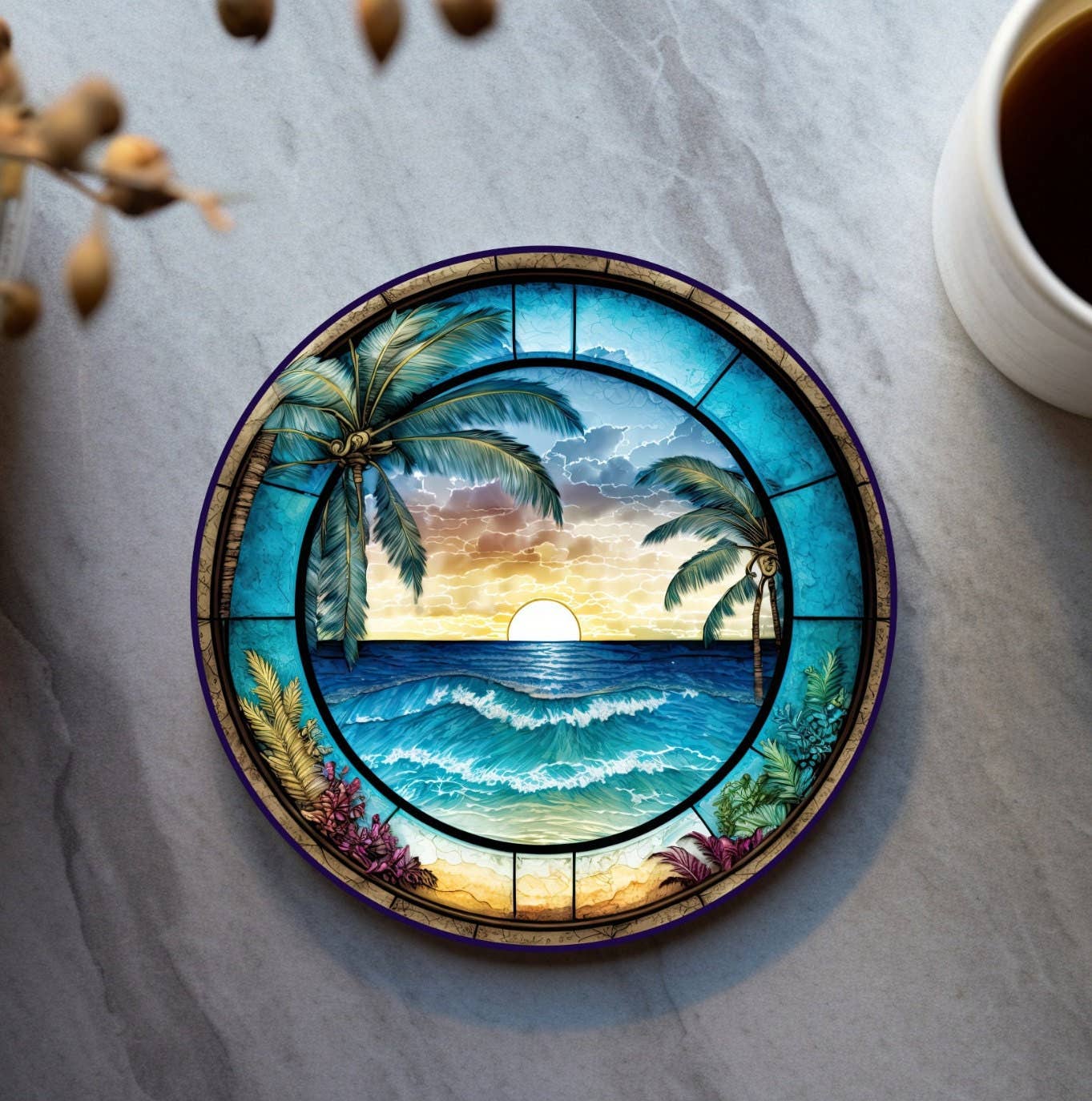 Tropical Beach Ceramic Coaster SET OF 4 - Image 6