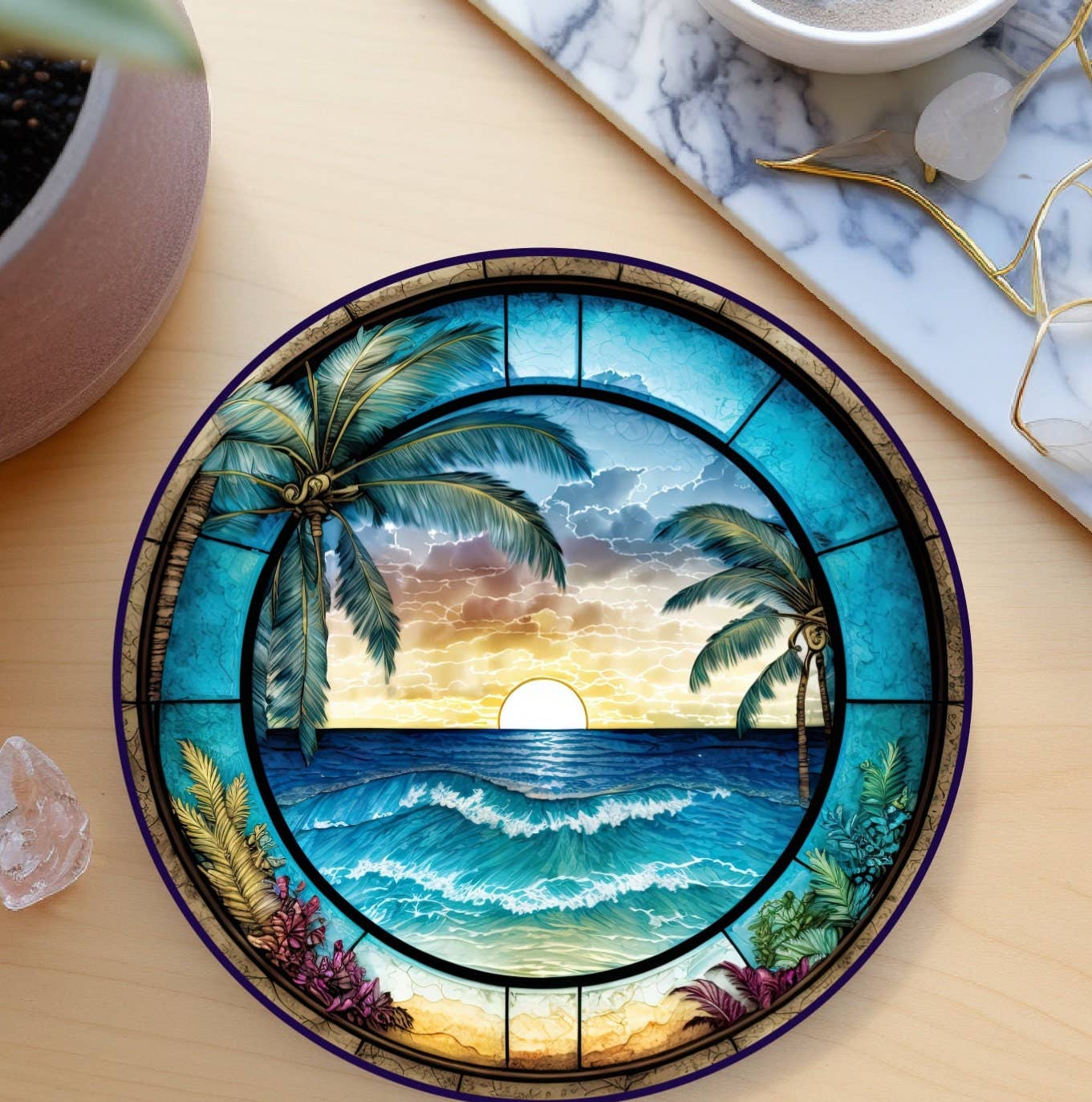 Tropical Beach Ceramic Coaster SET OF 4 - Image 7