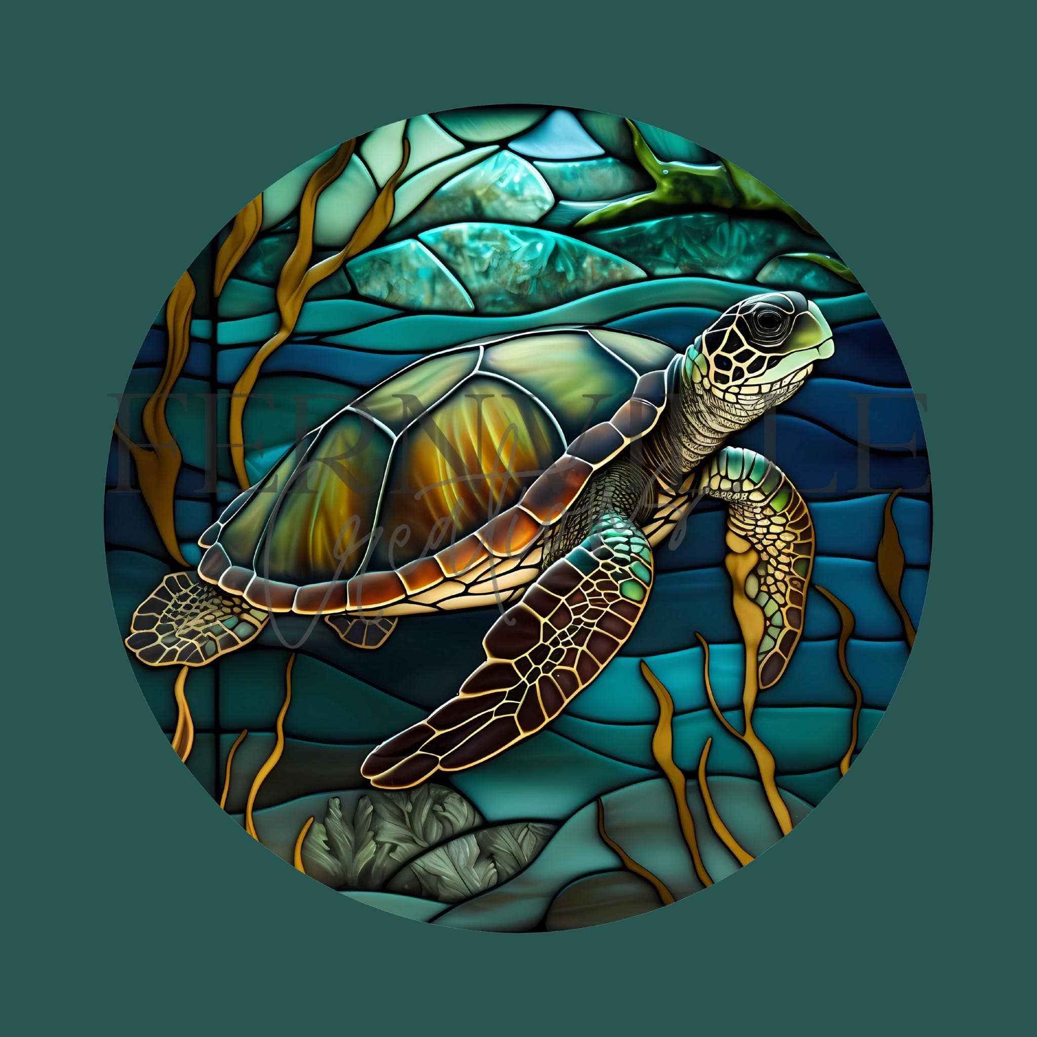 Turtle Tempered Glass Coastal Charcuterie Board: 12 inch - Image 2