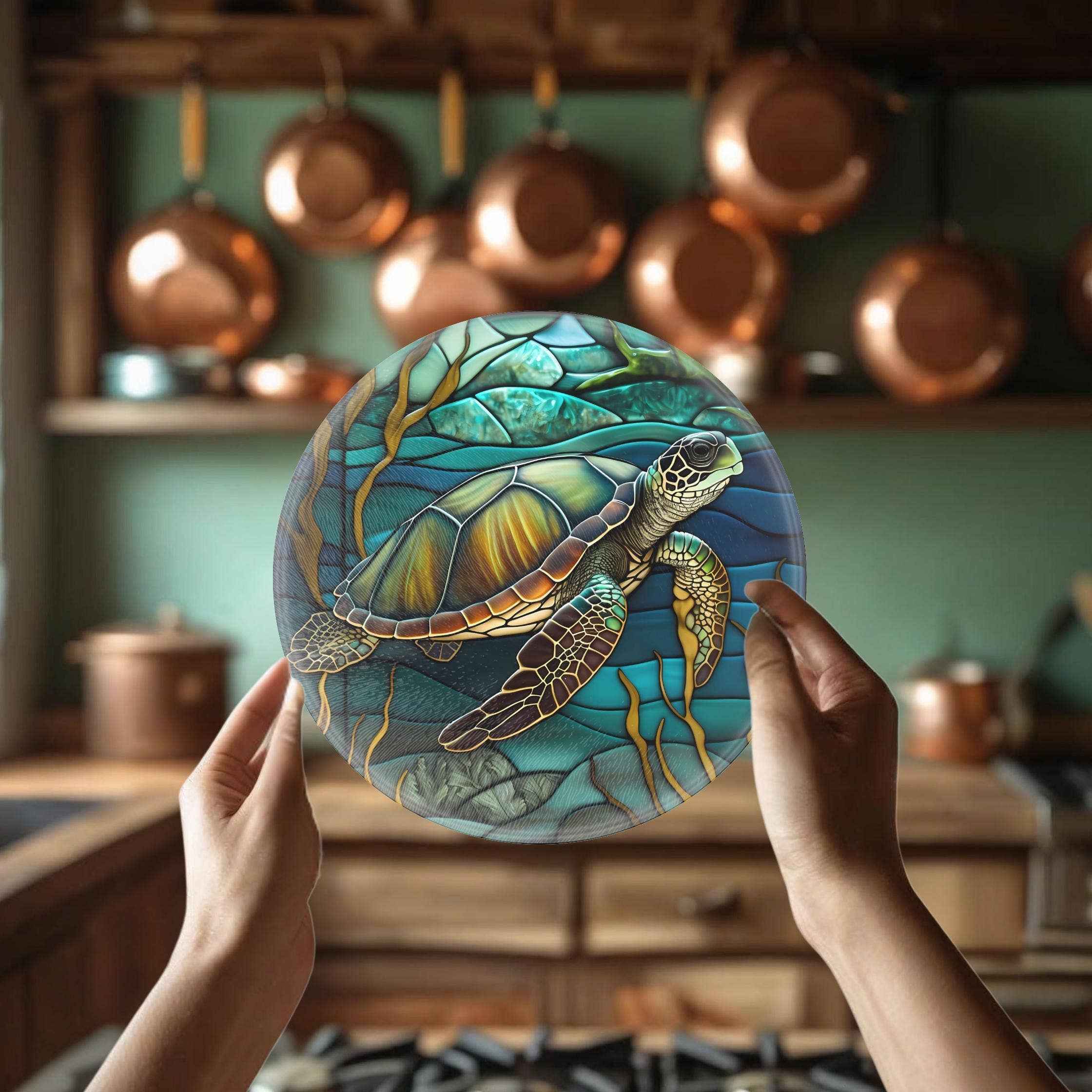 Turtle Tempered Glass Coastal Charcuterie Board: 12 inch - Image 3