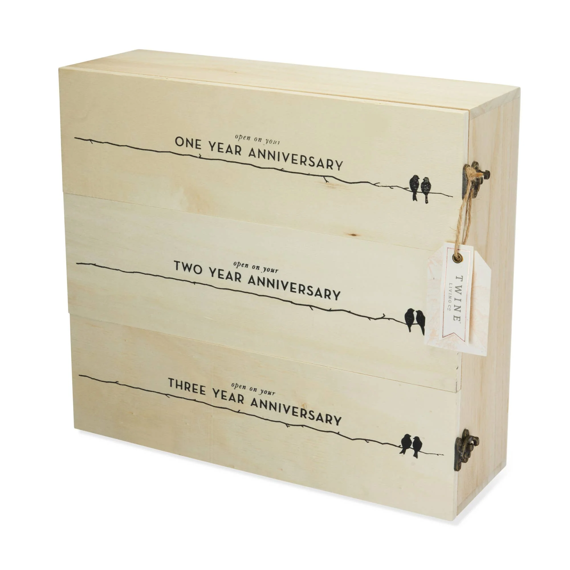 Newlyweds Anniversary Pine Wood Wine Bottle Gift Box - Image 2