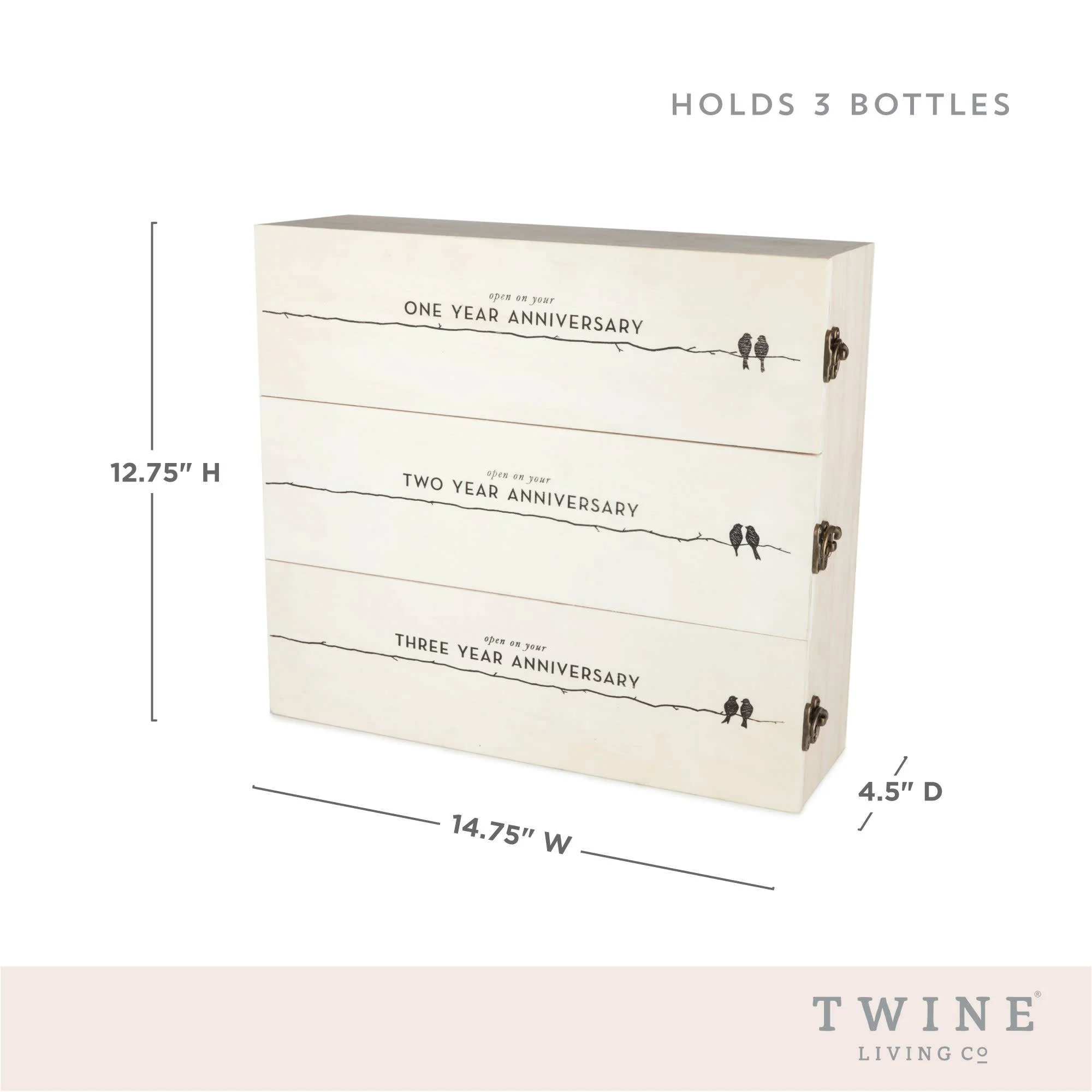 Newlyweds Anniversary Pine Wood Wine Bottle Gift Box - Image 6