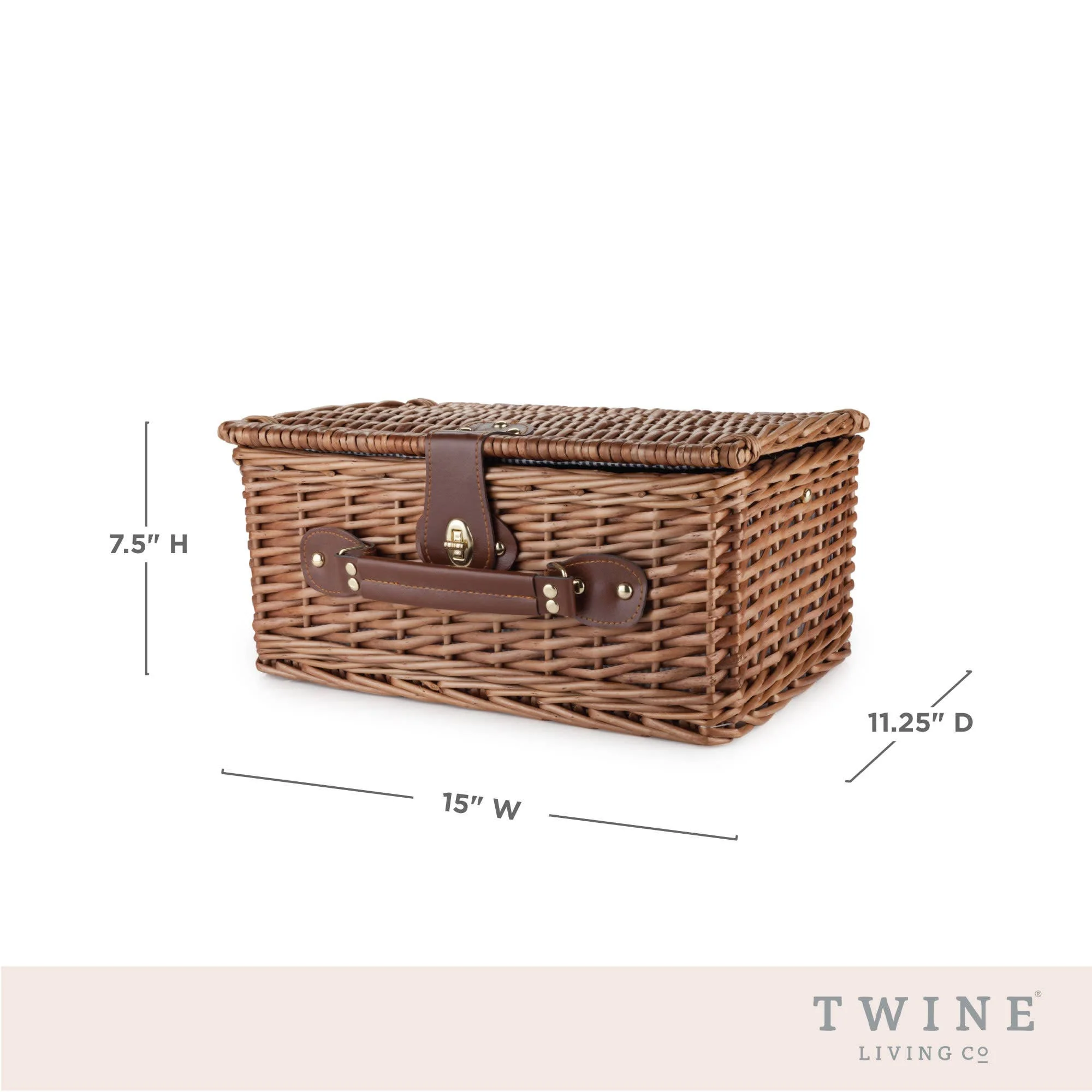Newport Woven Wicker Picnic Basket Set w Insulated Carrier - Image 5