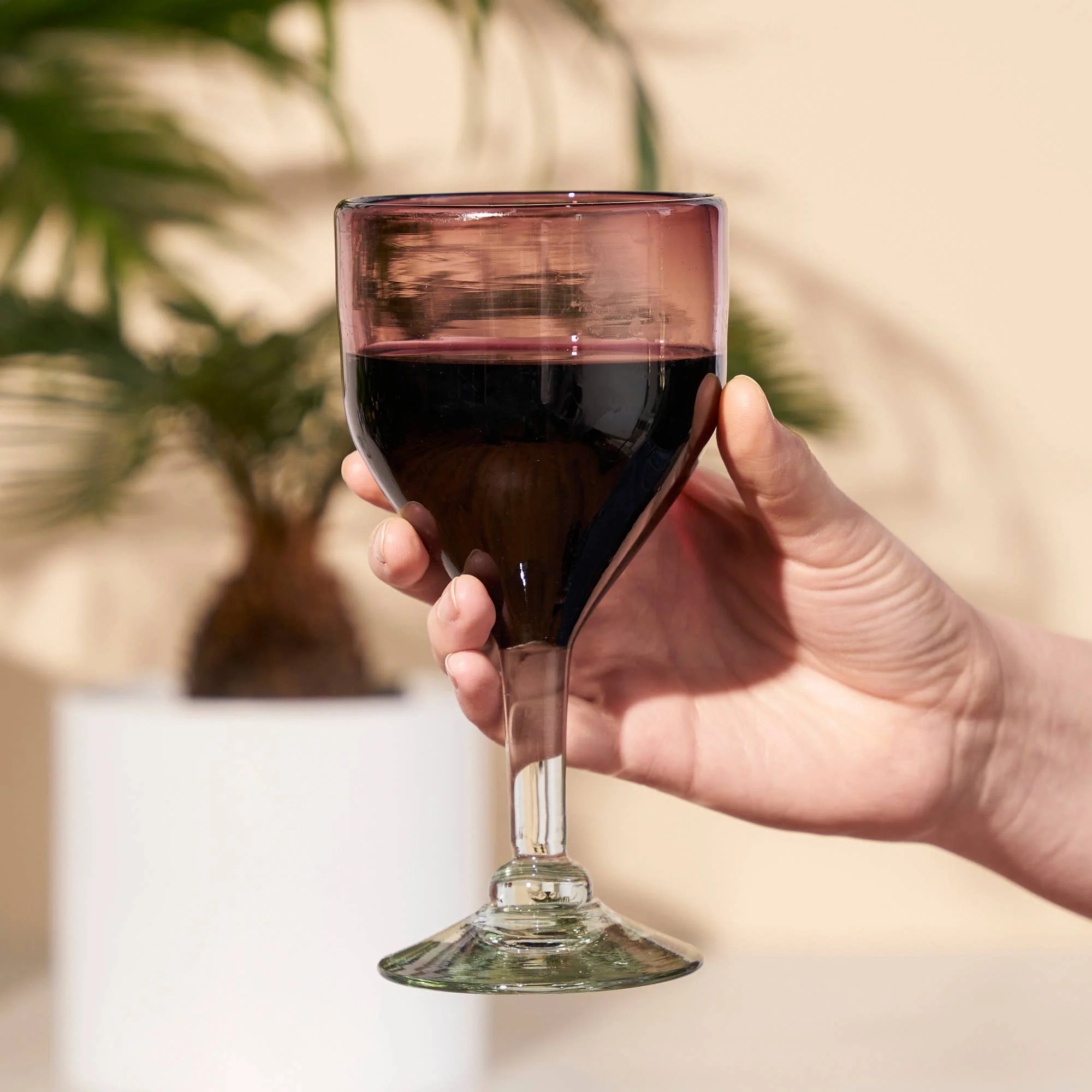 Rosado Recycled Glass Stemmed Wine Glasses Set of 2 - Image 4