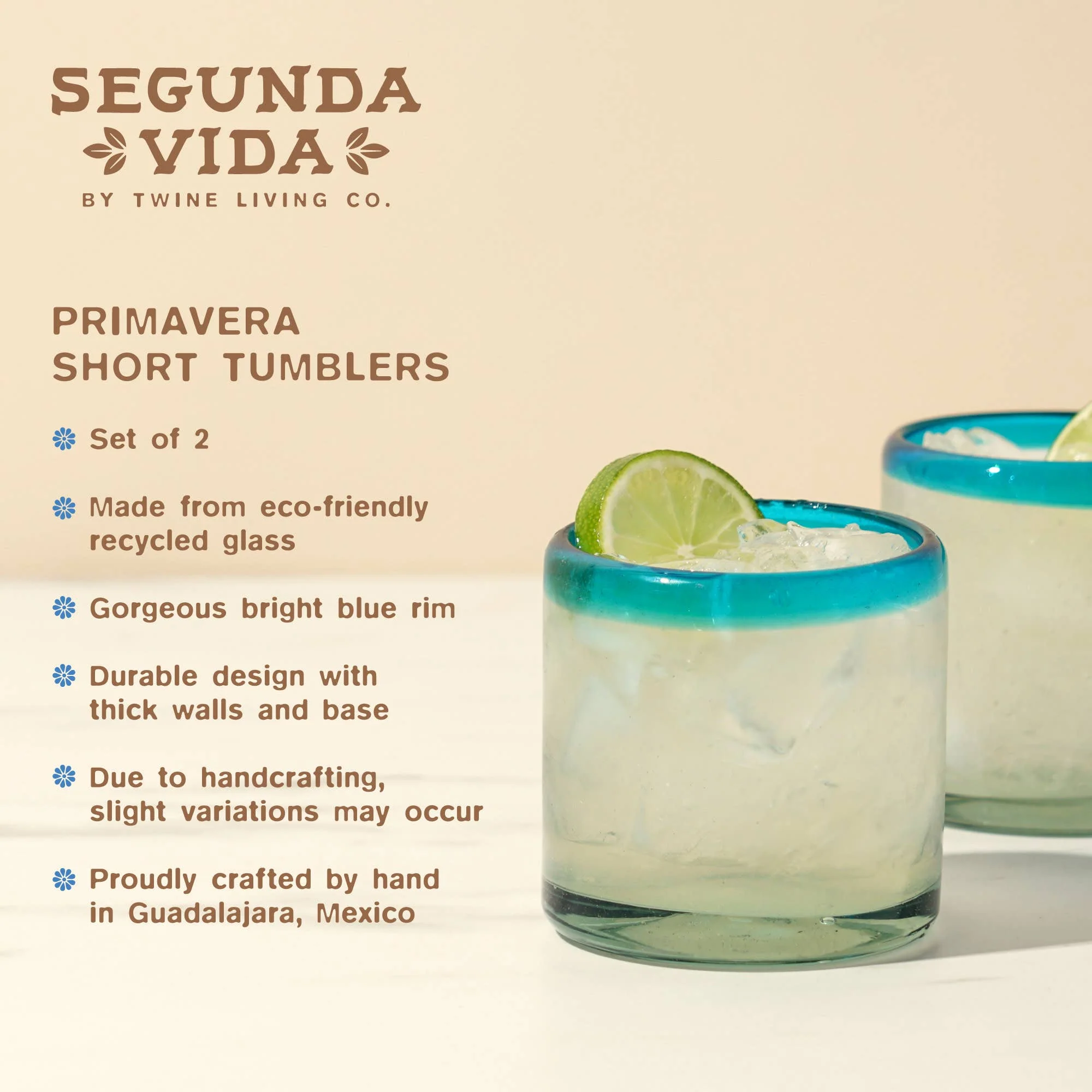 Segunda Vida Primavera Recycled Glass Tumblers Set of 2 - Image 5