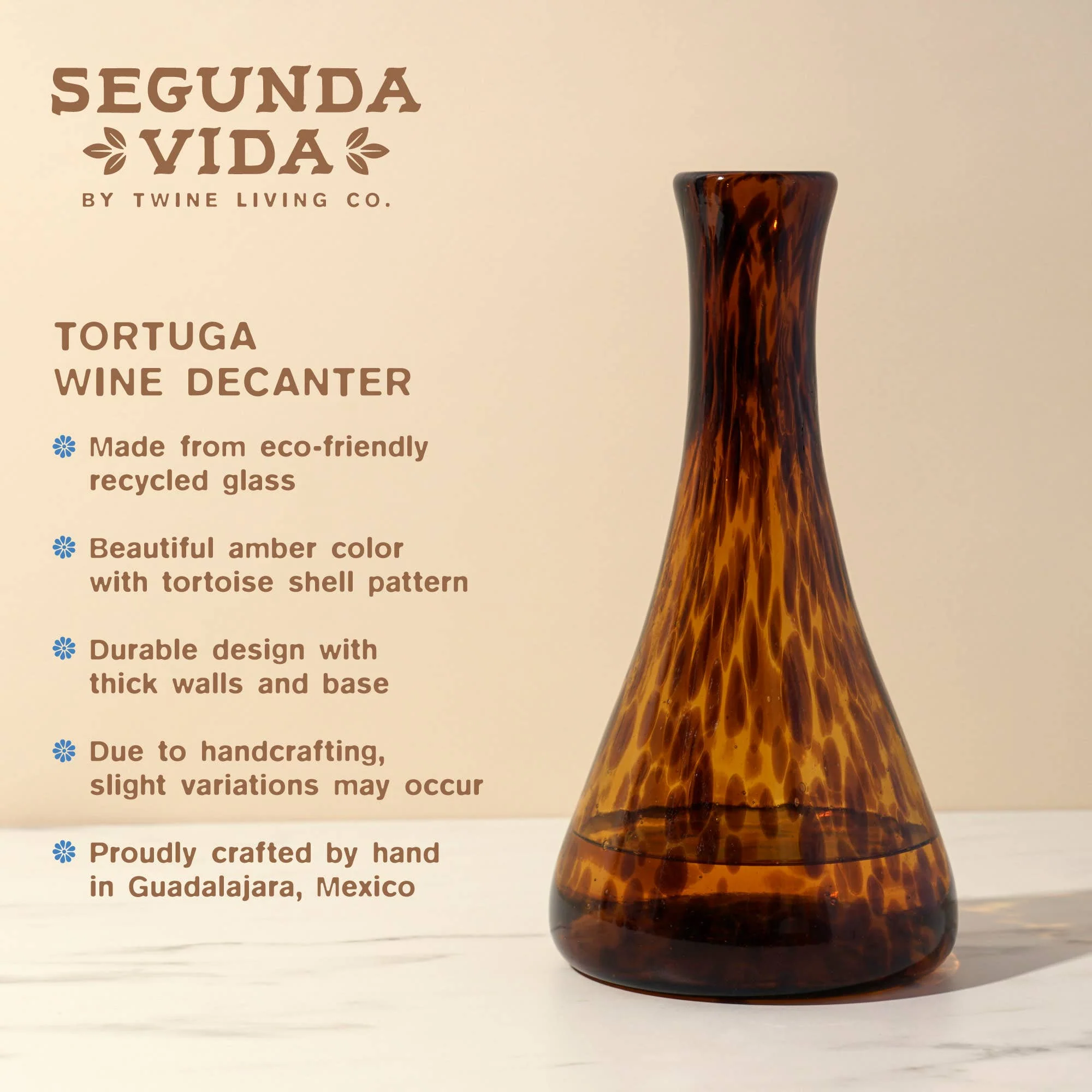 Twine - Segunda Vida Tortuga Hand Blown Recycled Glass Wine Decanter - Image 5