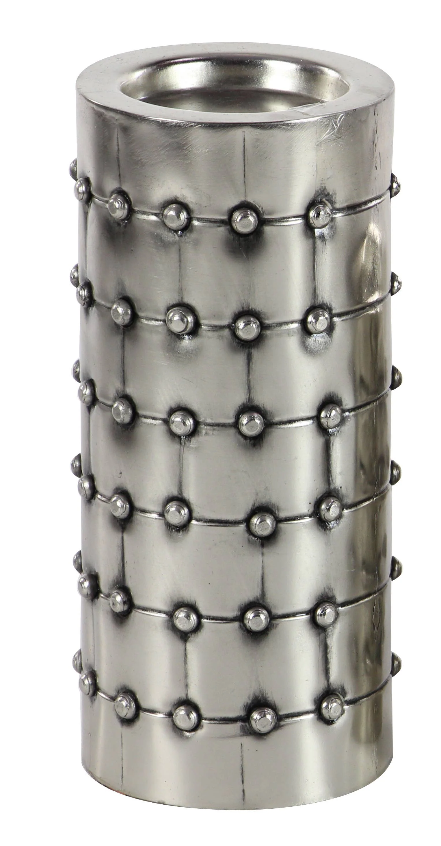 Industrial Silver Metal Candle Holder Set - Image 3