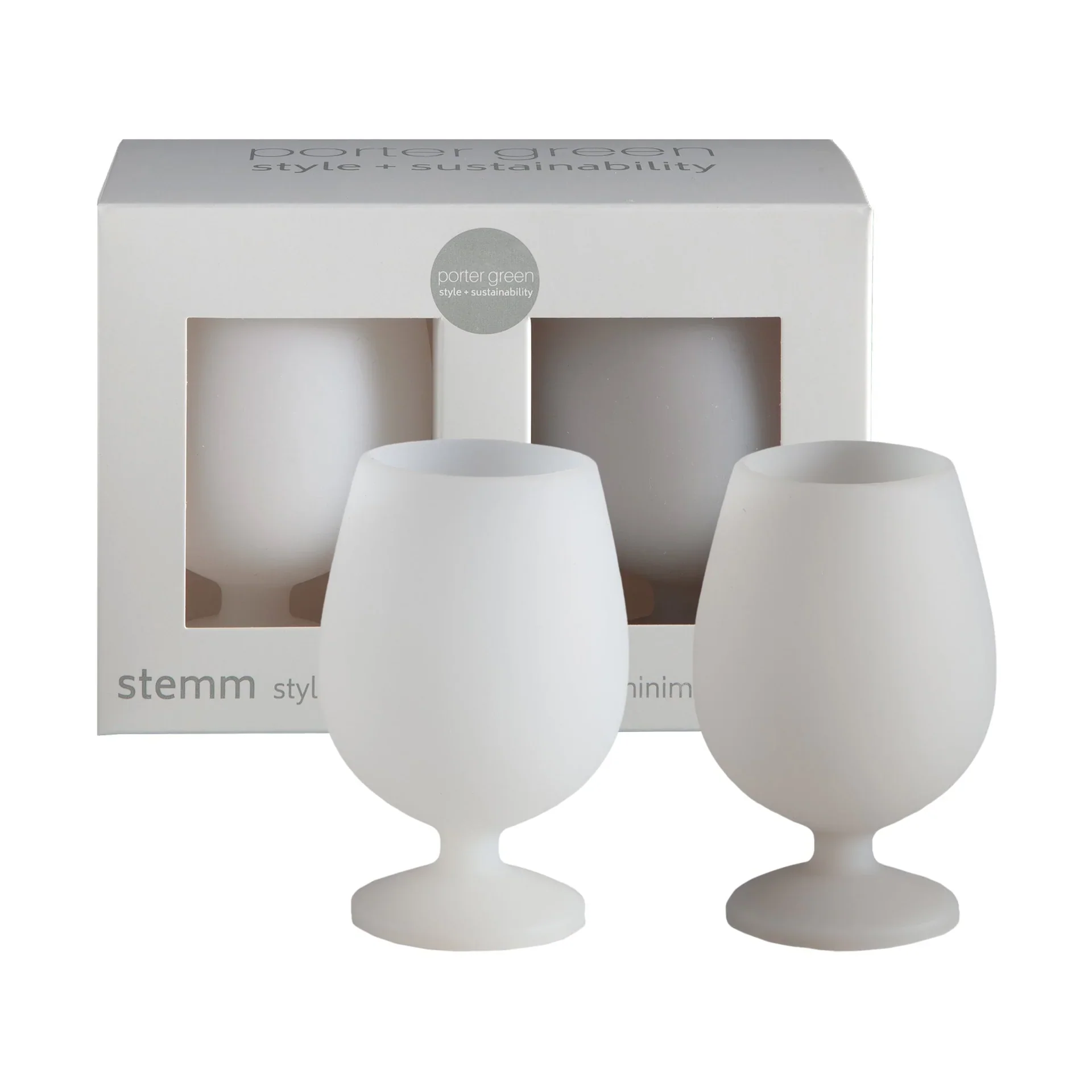 Unbreakable Silicone Wine Glasses-Blanc Dove-Set of 2-Short