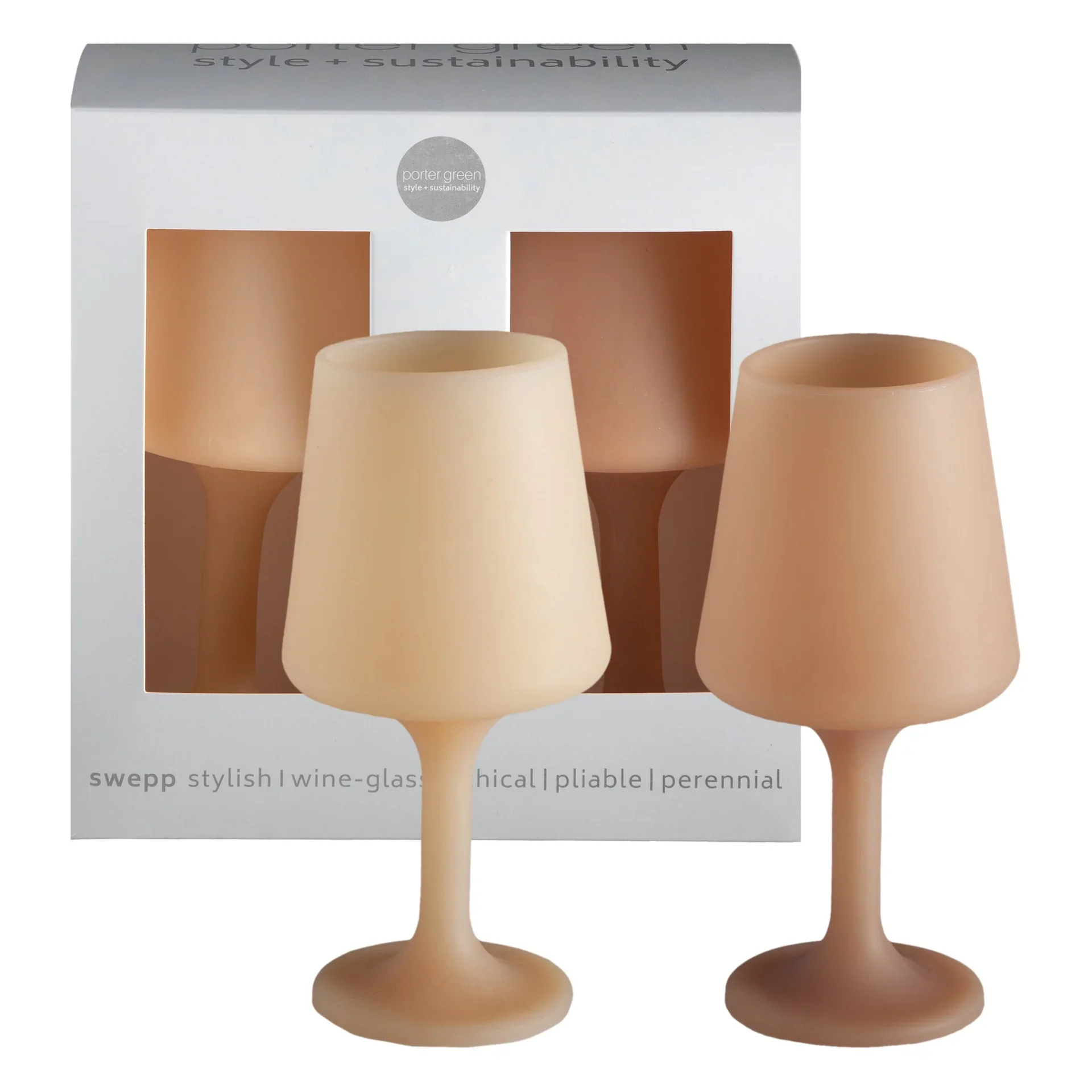 Unbreakable Silicone Wine Glasses-Wheat/Oat-Tall