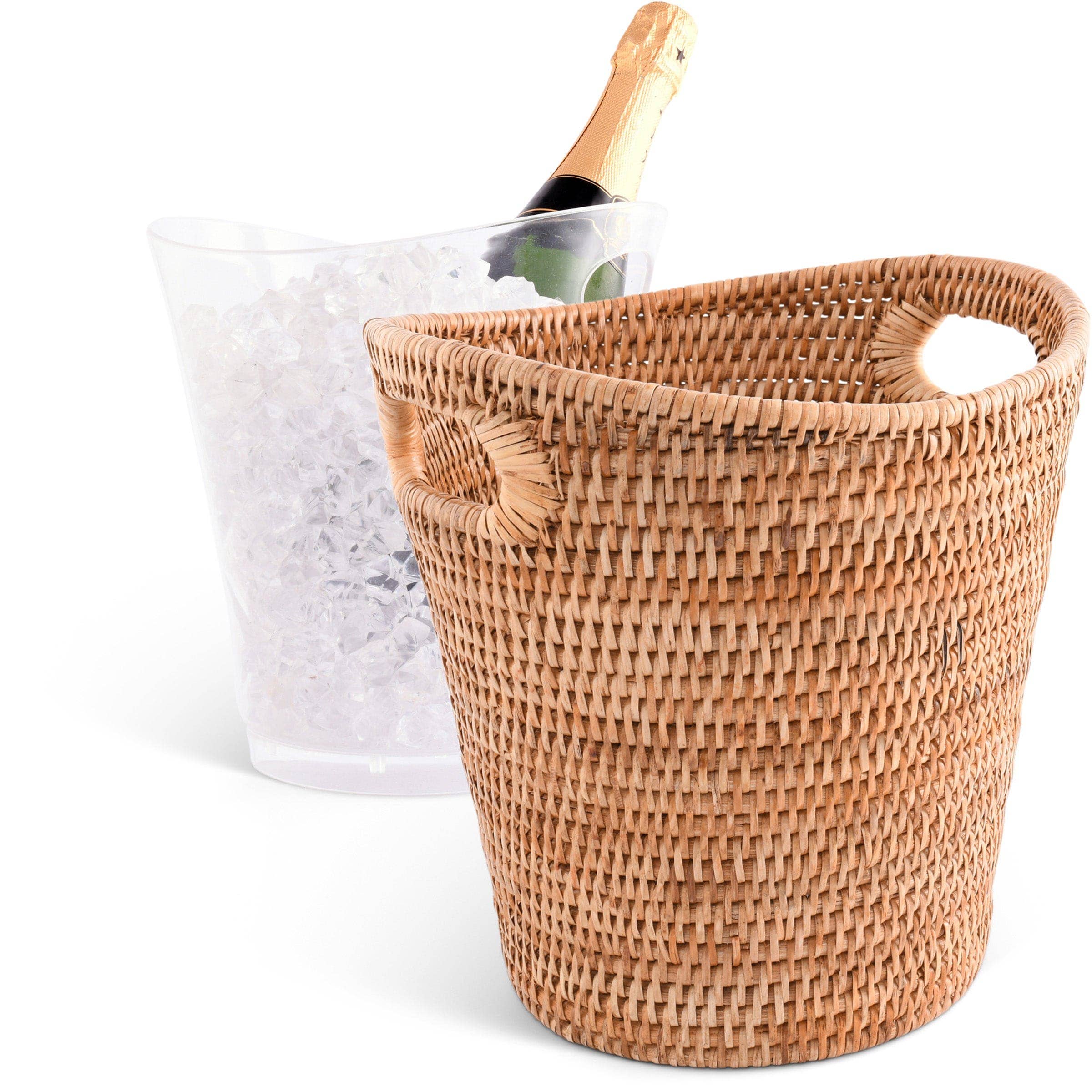 Hand Woven Rattan Wicker Champagne Bucket / Ice Bucket - Image 5