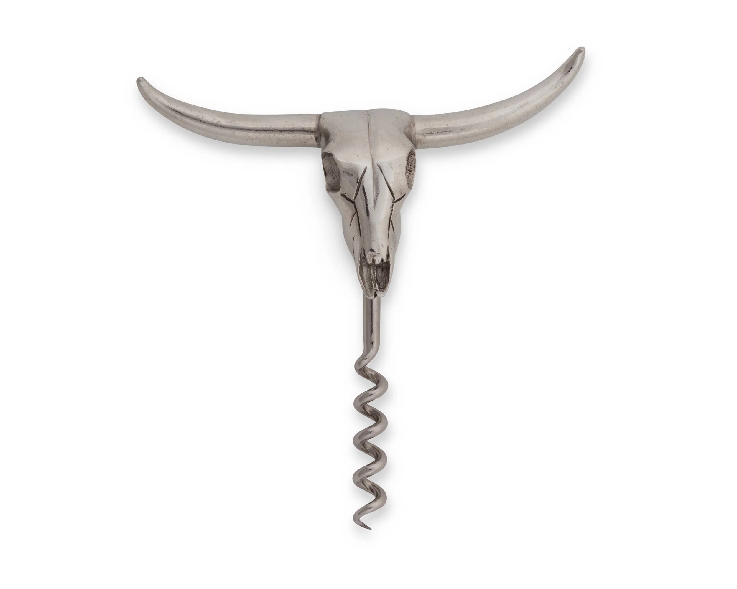 Vagabond House - Pewter Cow Skull Wine Pull