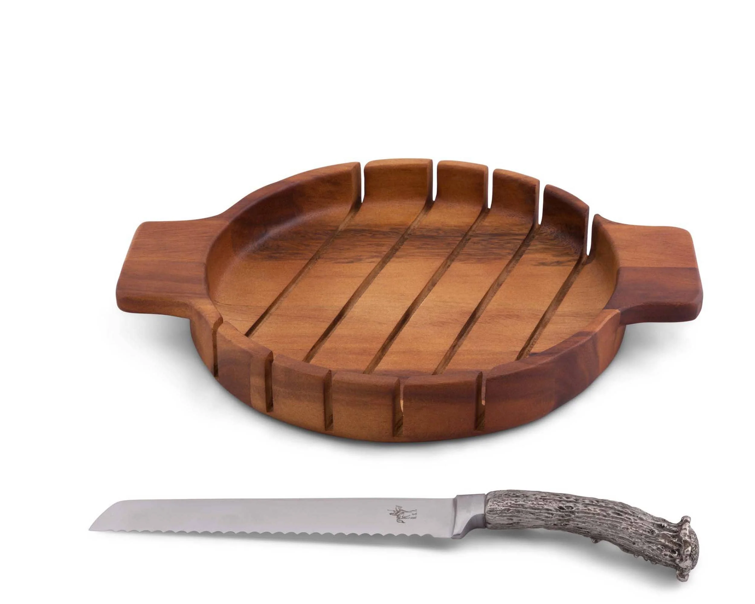 Round Bread Board with Antler Knife (2 pcs) - Image 2