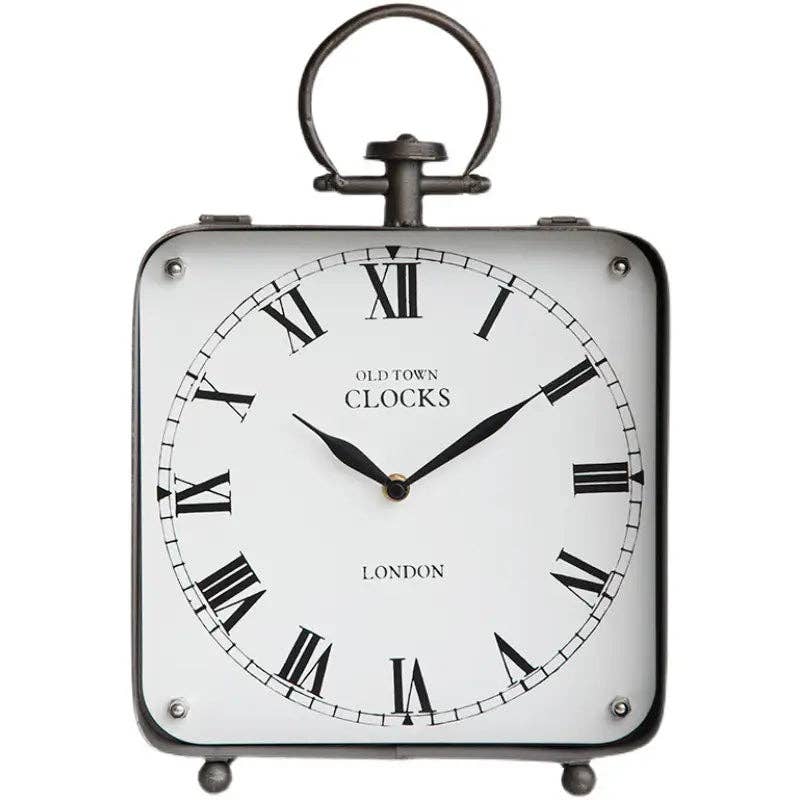 Black Vintage Style Large Metal Table Clock - Image 3
