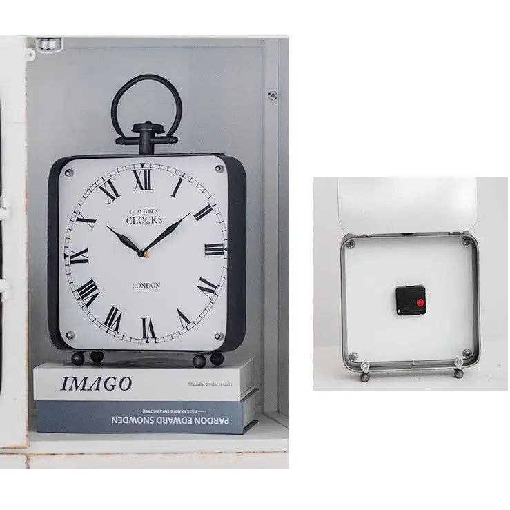 Black Vintage Style Large Metal Table Clock - Image 4