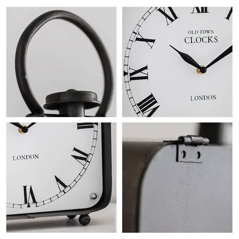 Black Vintage Style Large Metal Table Clock - Image 5