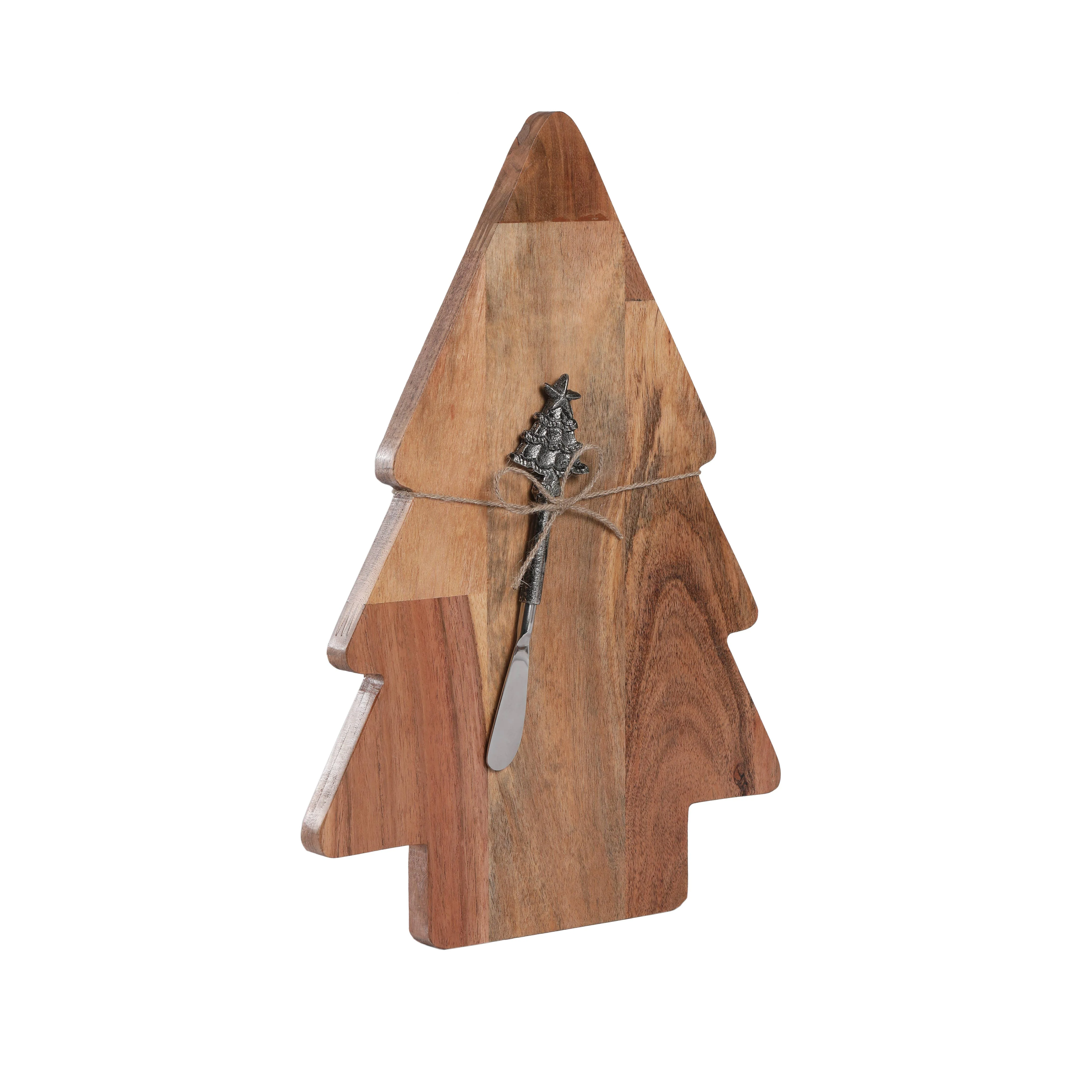 Charcuterie Board Wooden Tree w/ Antique Silver Christmas Tree Spreader - Image 3