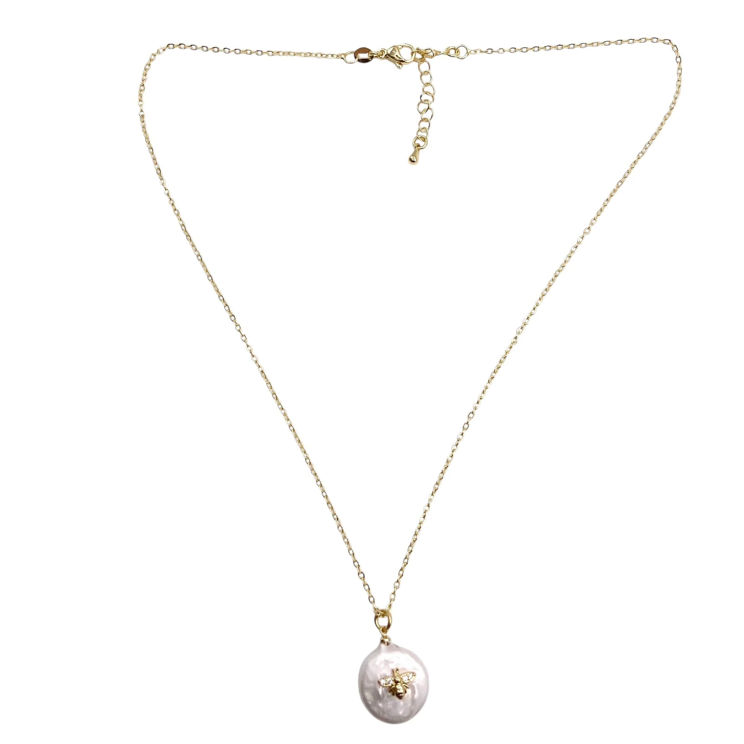 Bee necklace dainty jewelry gold pearl necklace - Image 2