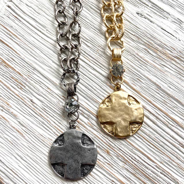 Coin medallion matte gold necklace Lord’s Prayer religious - Image 6