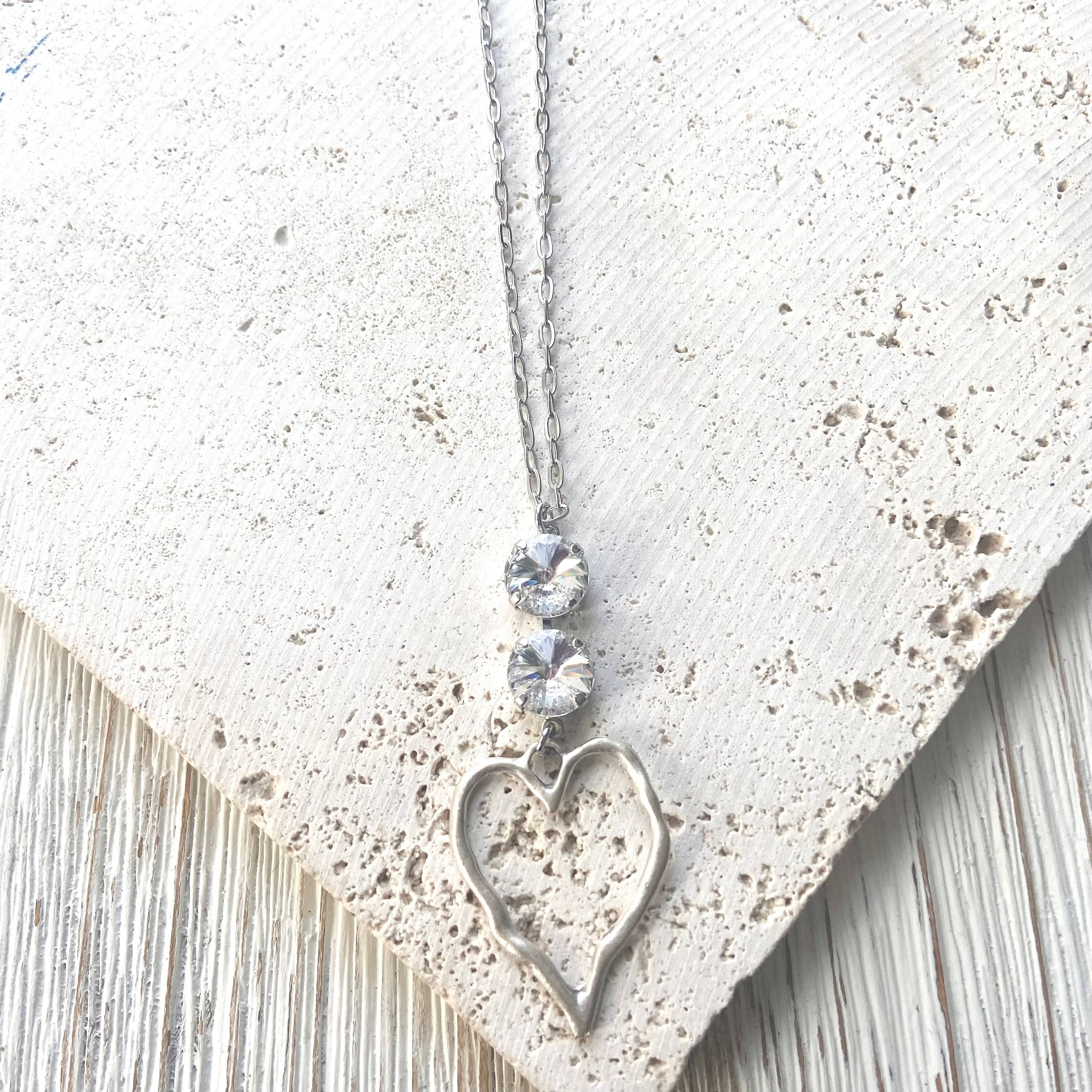 Crystal heart necklace Valentine love boutique salon - Image 3