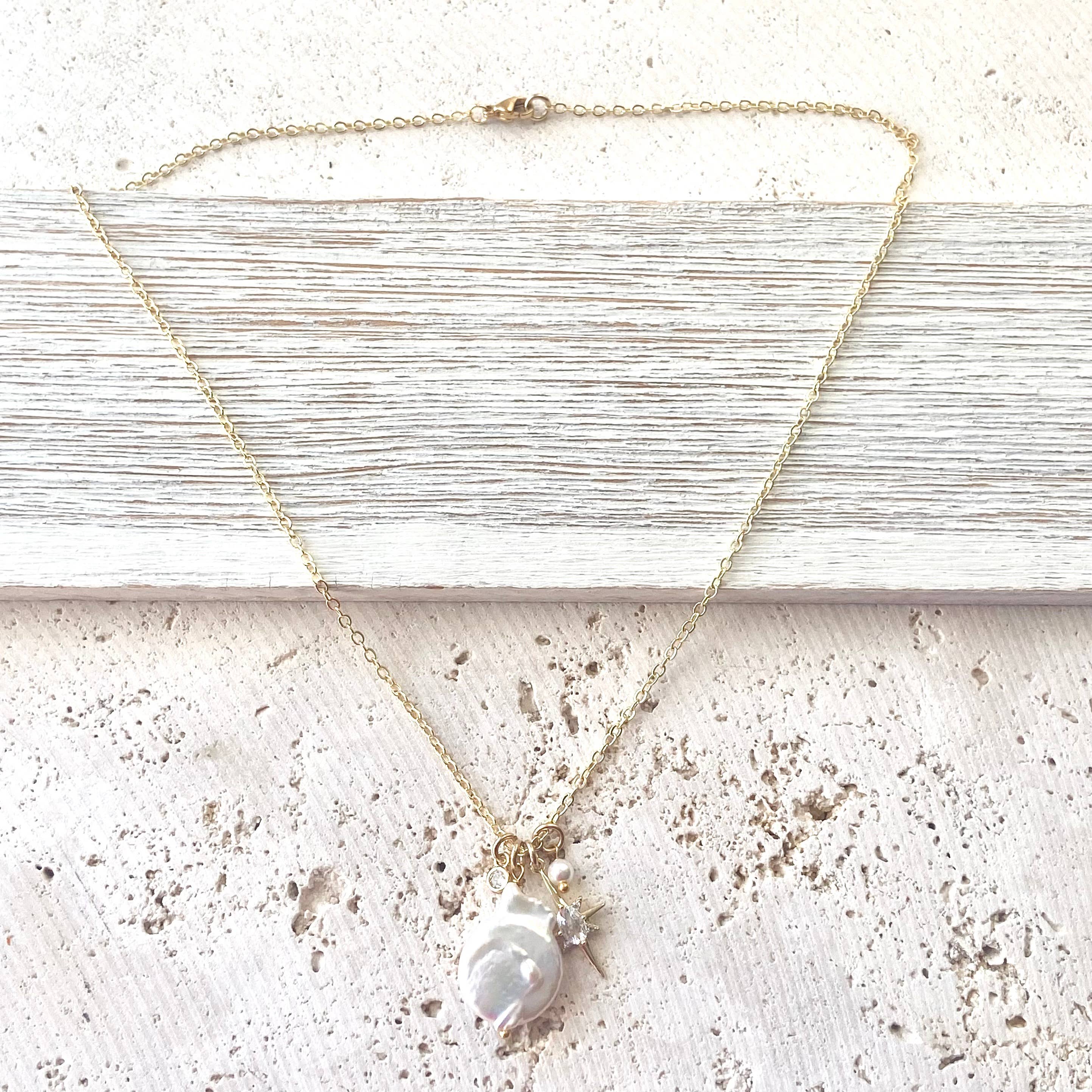 Fresh water pearl drop necklace celestial best seller - Image 3