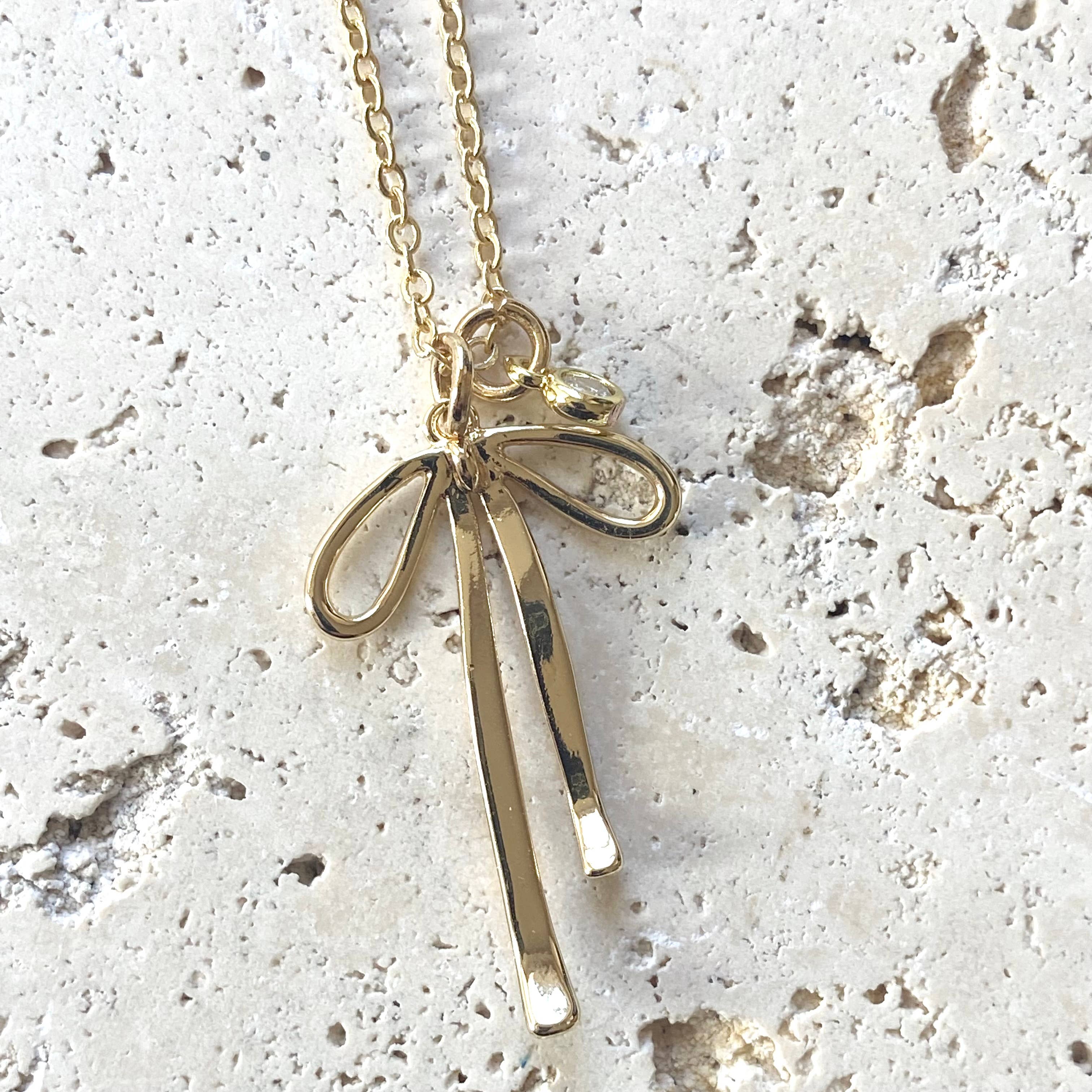Melted droopy ribbon bow charm necklace trendy - Image 2