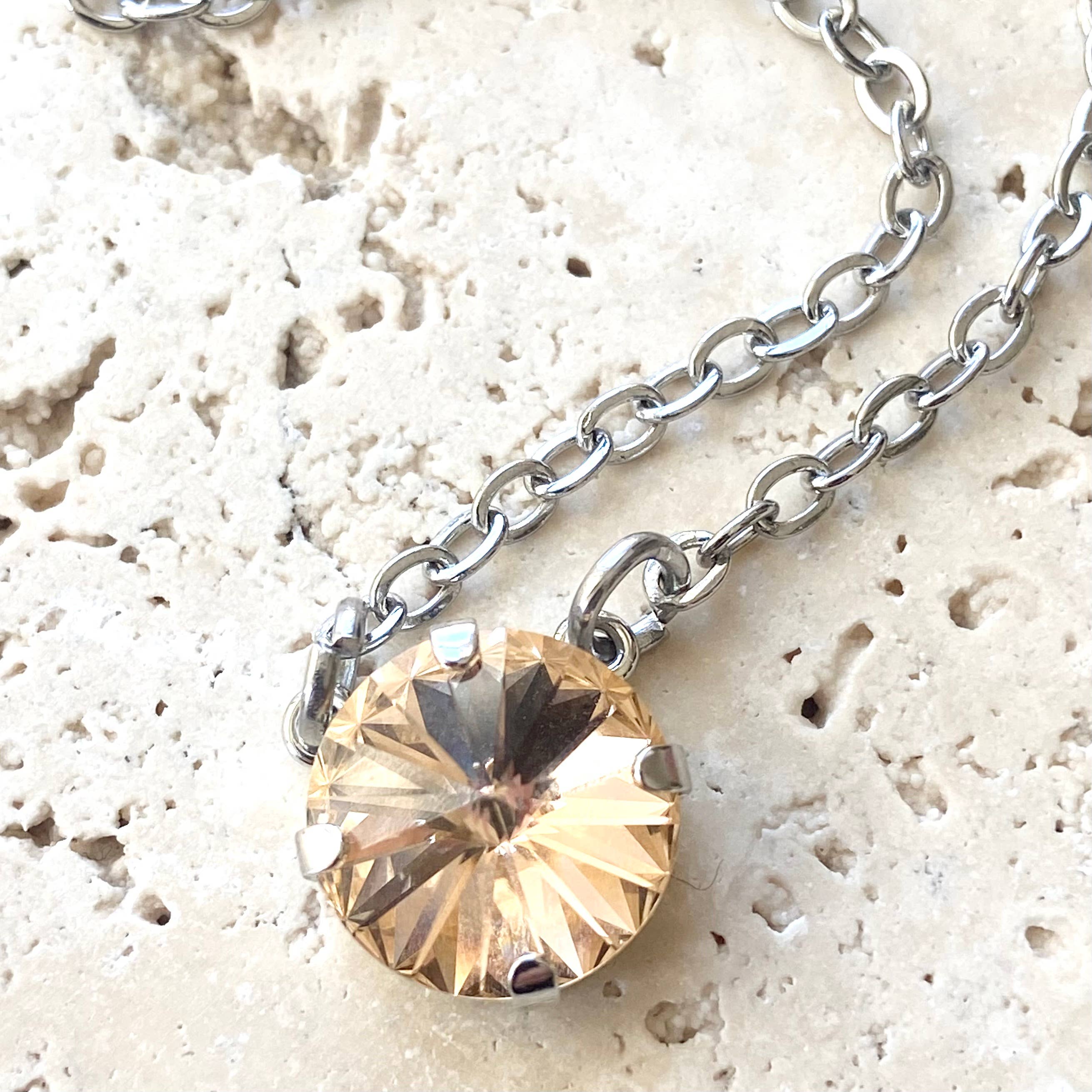 Swarovski light peach crystal necklace