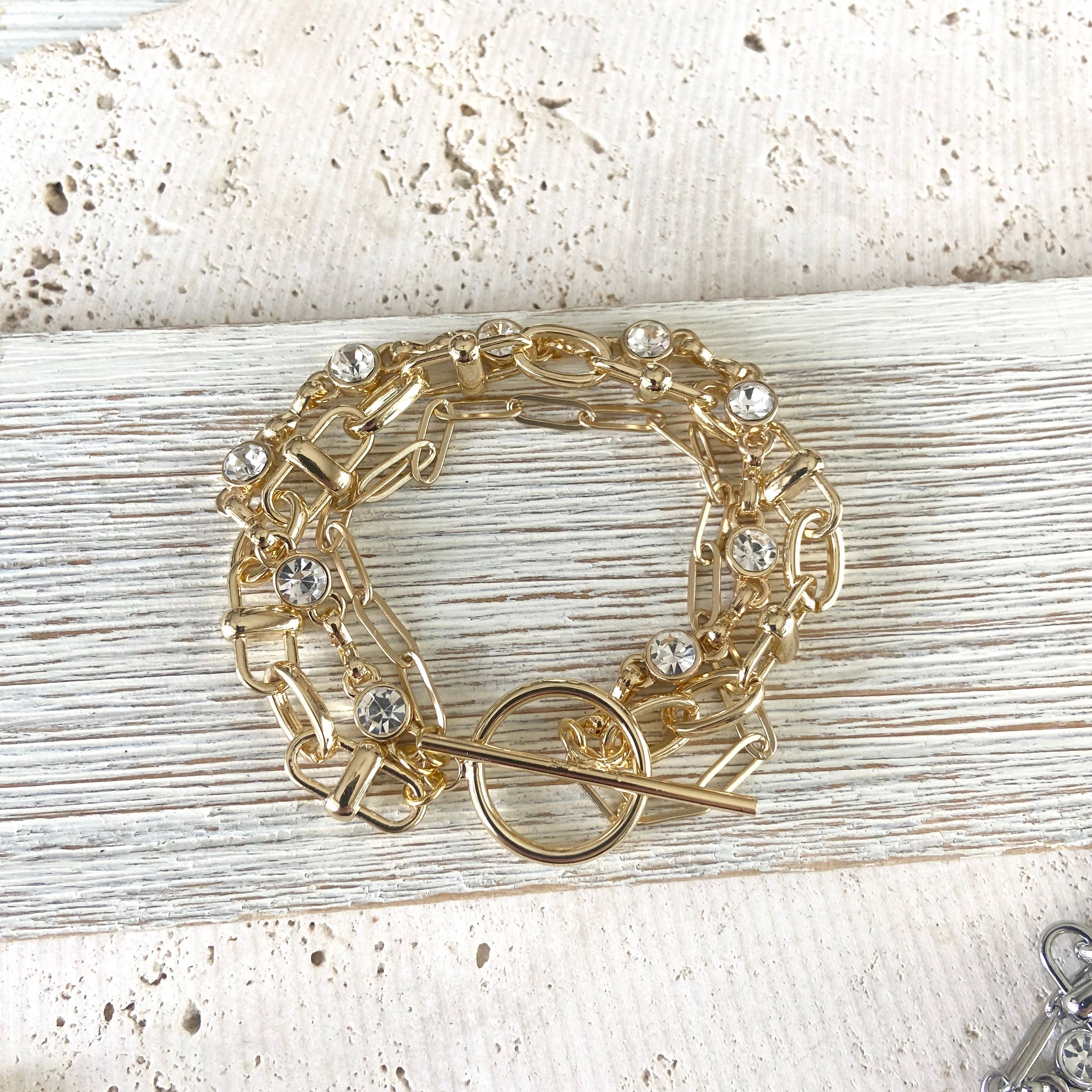 Triple chain crystal bracelet - Image 6