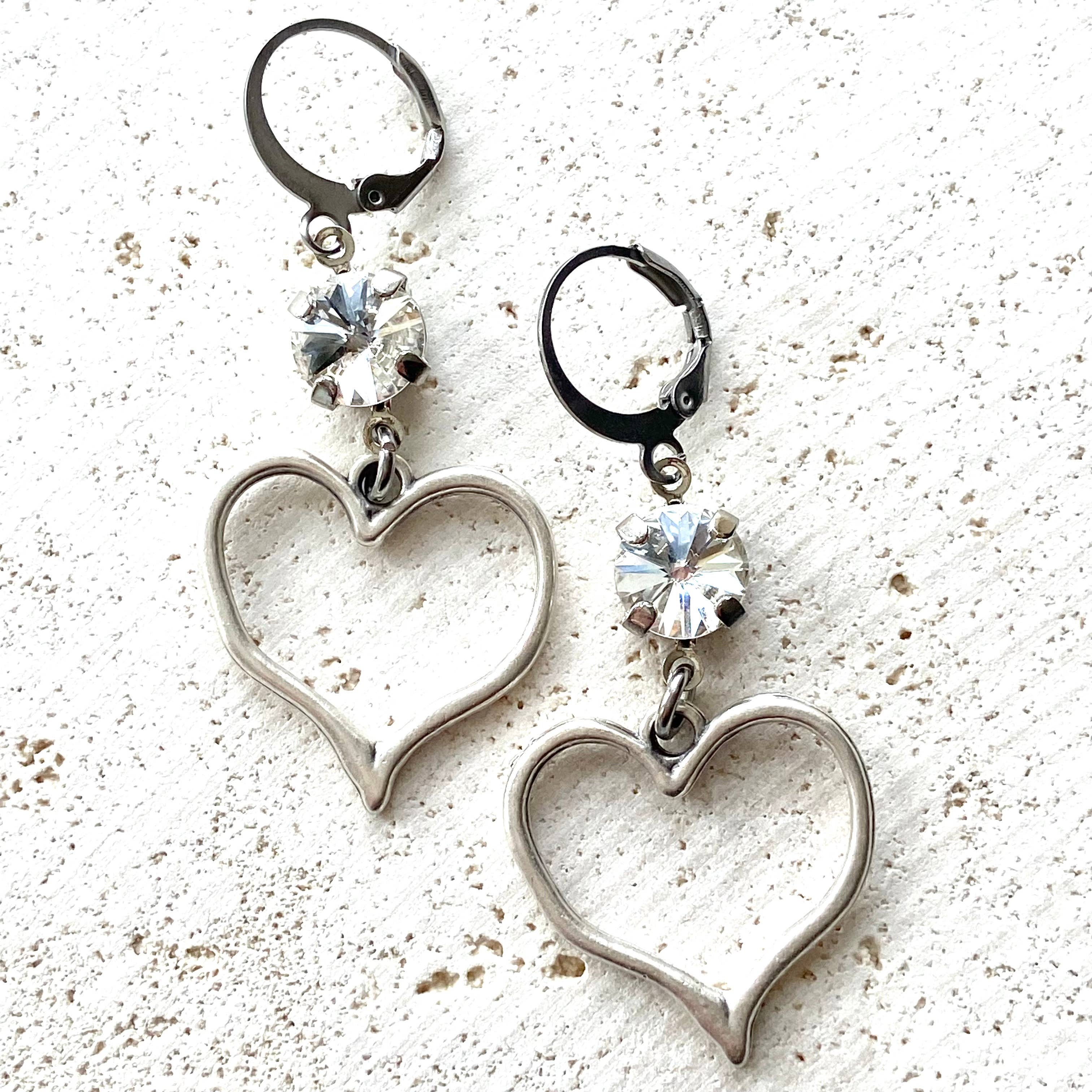 Valentine heart crystal earrings love romantic red jewelry - Image 3