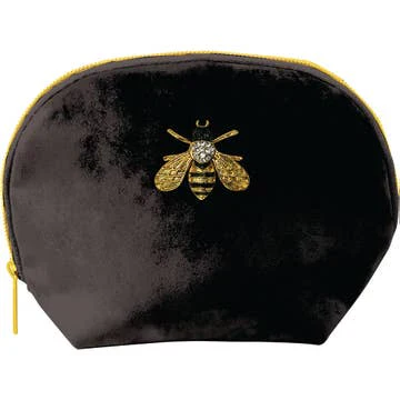 Velvet Clamshell Pouch with Bee Brooch