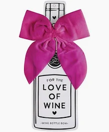 Velvet Wine Bottle Bow - Hot Pink