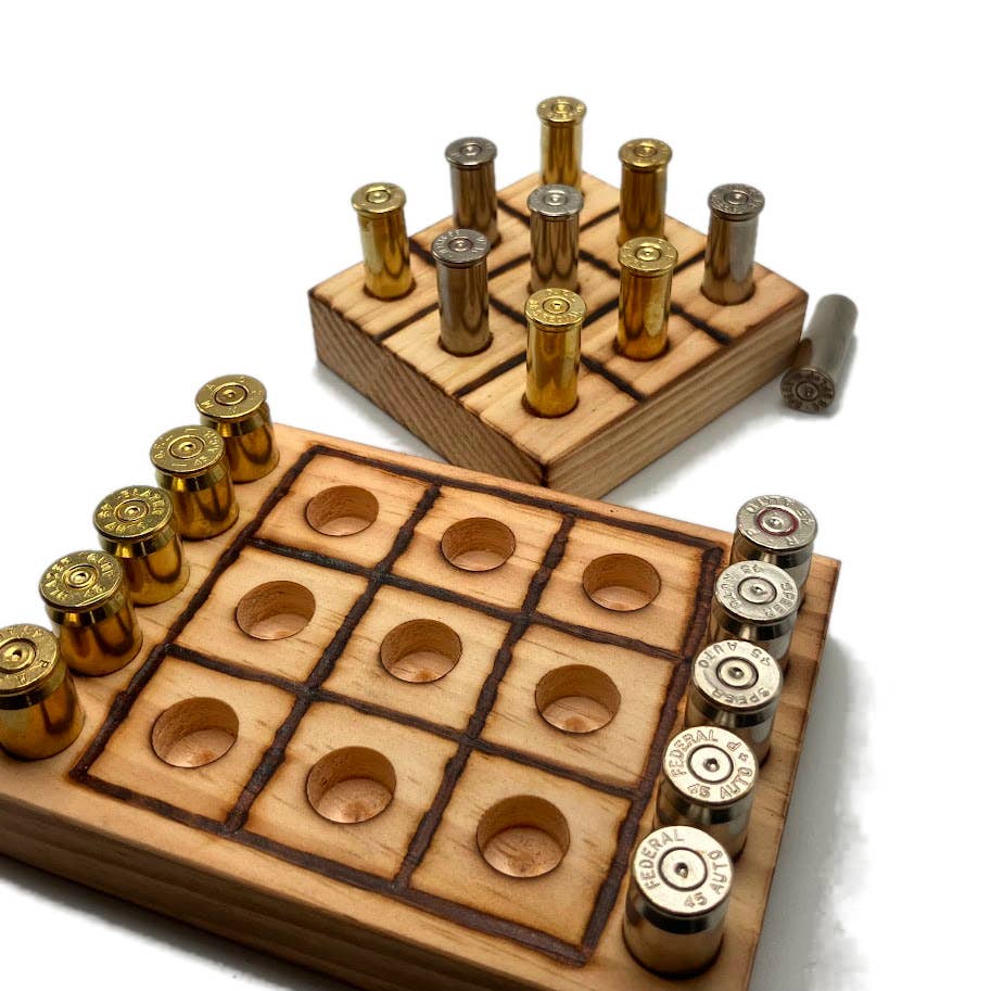 Tic Tac Toe Game with Bullet Casings, Man Cave