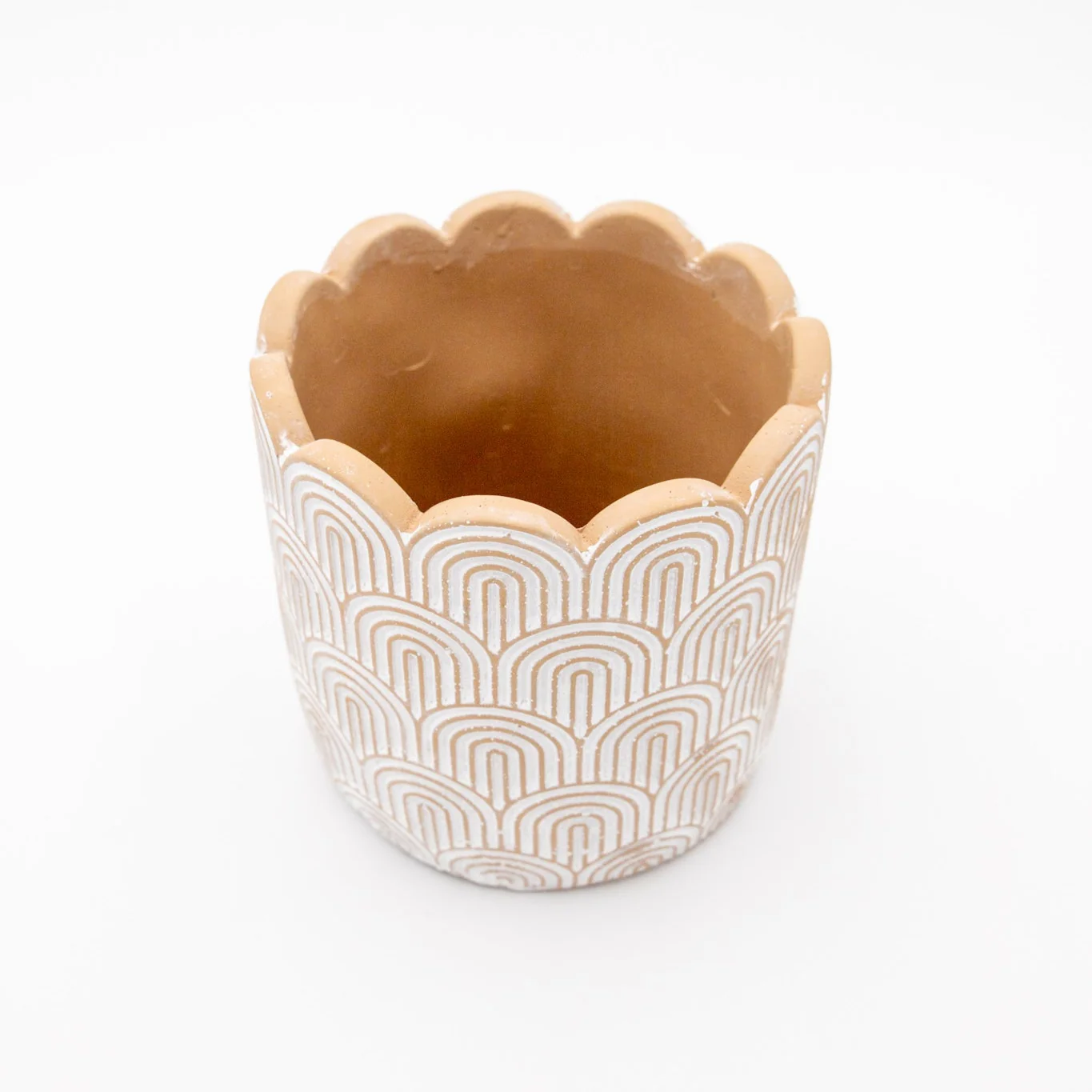 Vilross Cement Embossed Arch  Planter Dusty Pink and White - Image 2