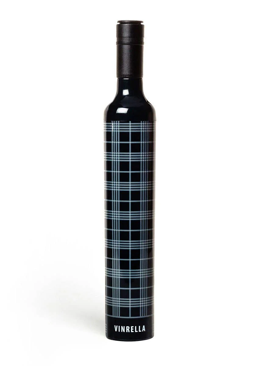 Black Plaid Bottle Umbrella - Image 2