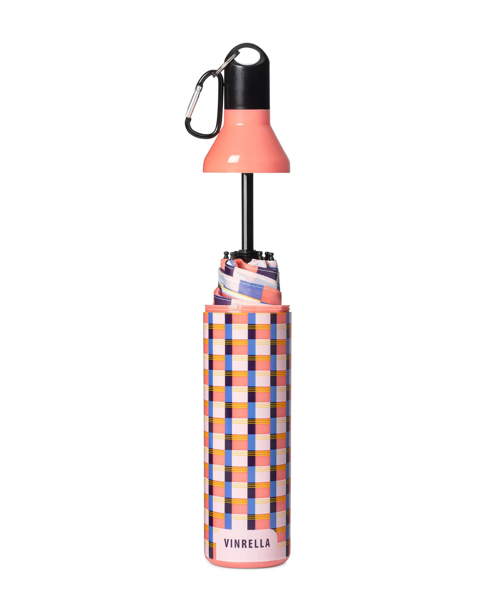 Gingham Pink Water Bottle Umbrella - Image 2