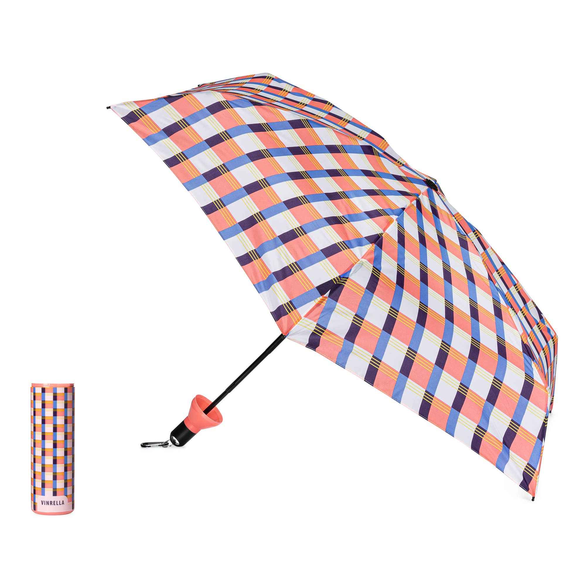 Gingham Pink Water Bottle Umbrella - Image 4