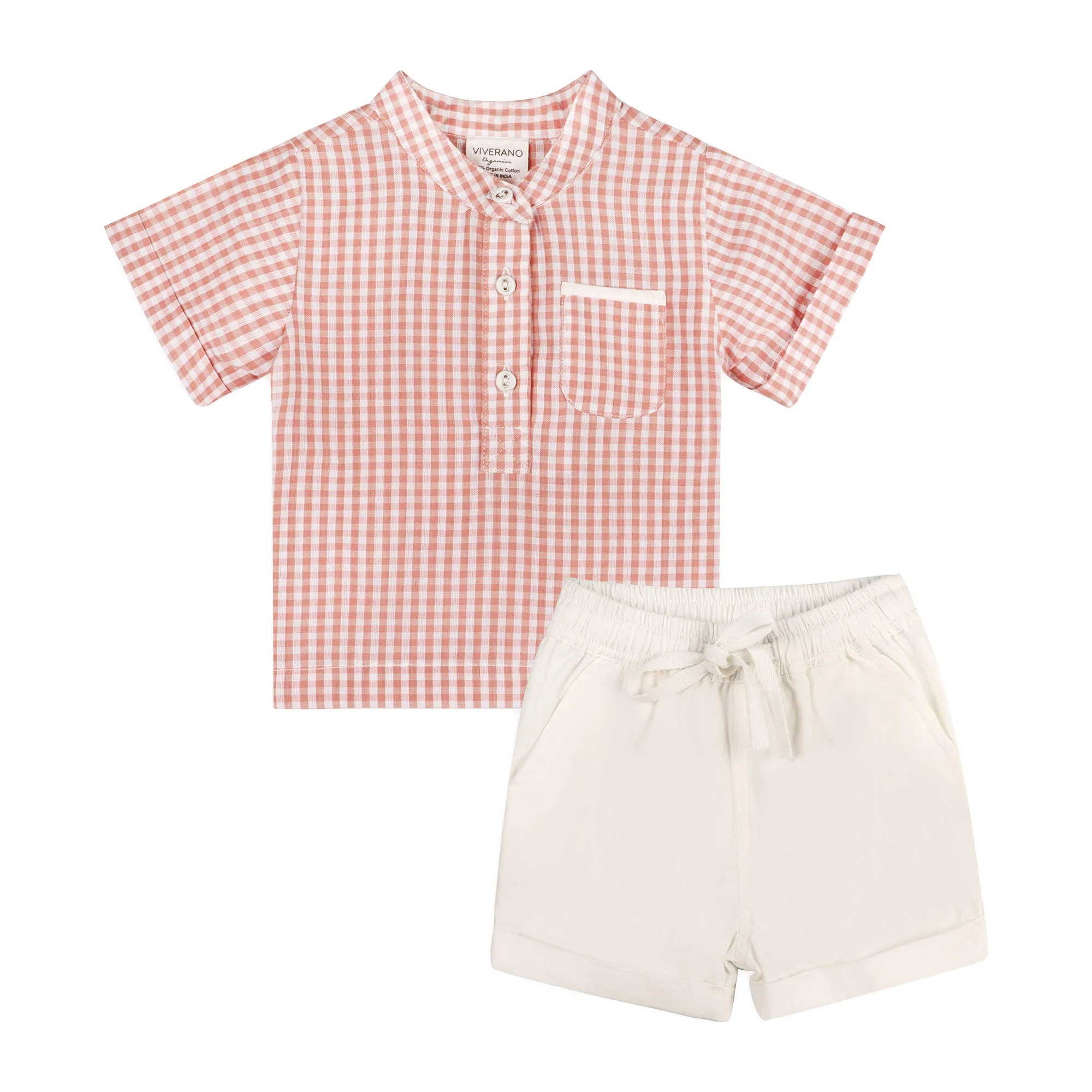 Billie Gingham Baby Shirt + Shorts 2 pc Set (Organic Cotton) - Image 2