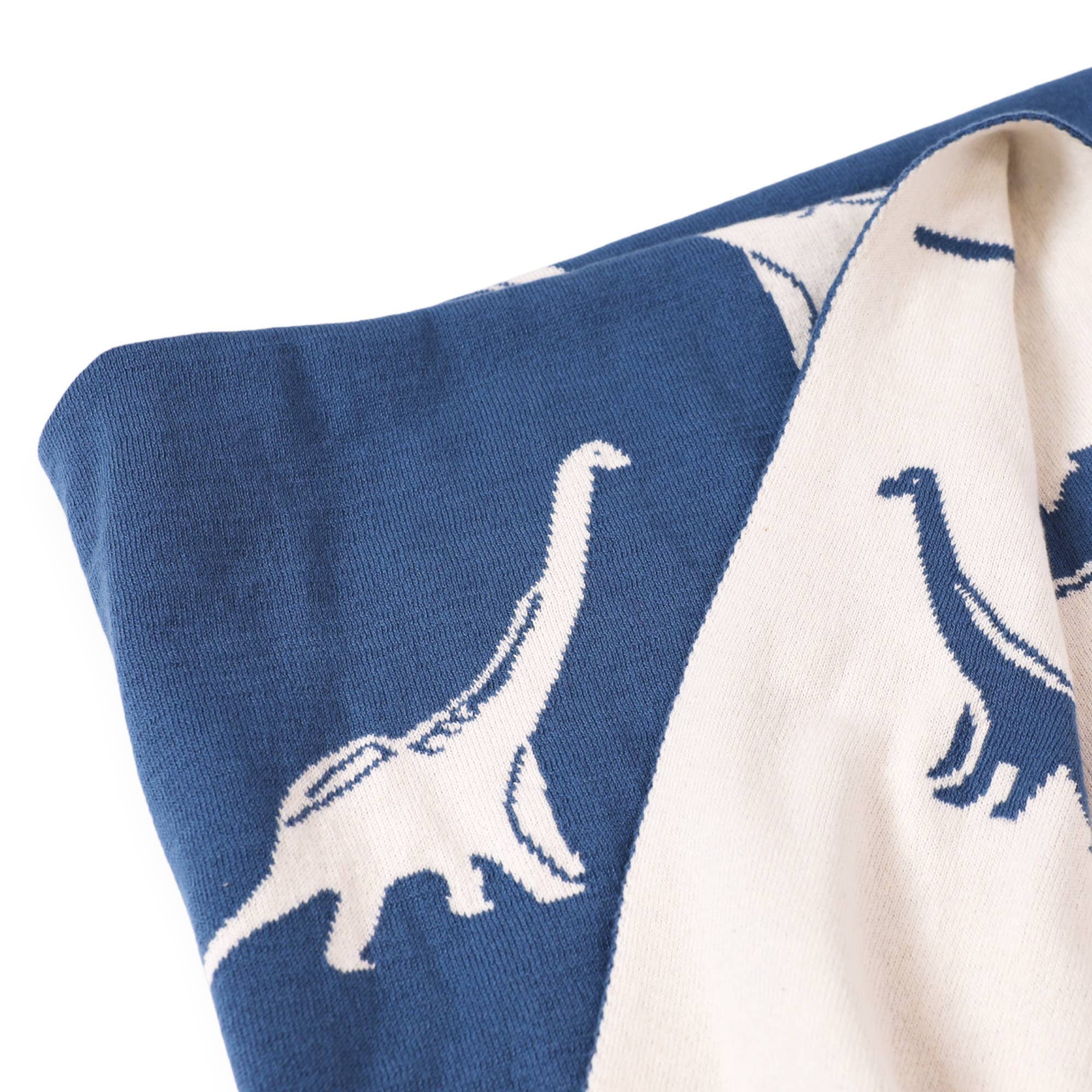Dinosaur-REVERSIBLE Jacquard Knit Baby Blanket (Organic) - Image 2