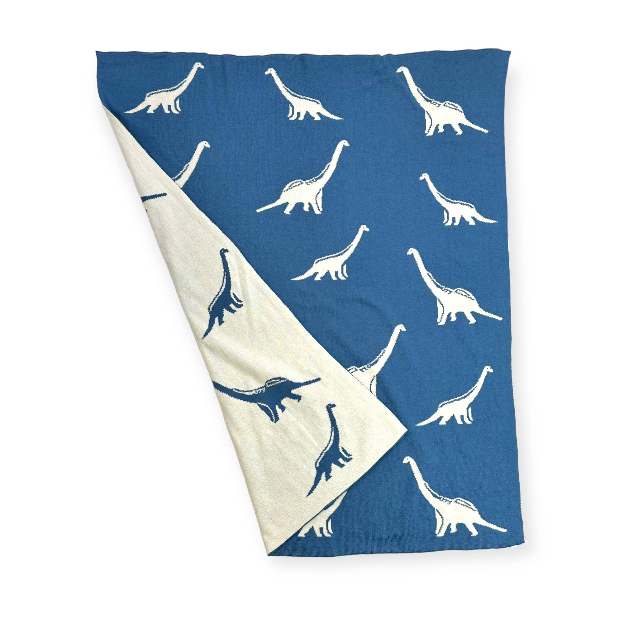 Dinosaur-REVERSIBLE Jacquard Knit Baby Blanket (Organic) - Image 3