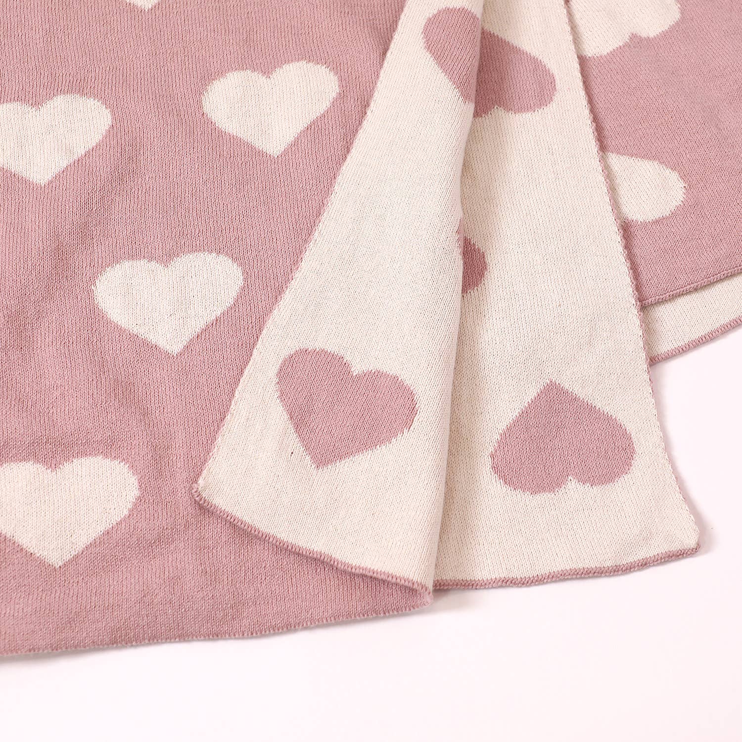 Hearts Reversible Jacquard Knit Baby Blanket (Organic Cotton - Image 3