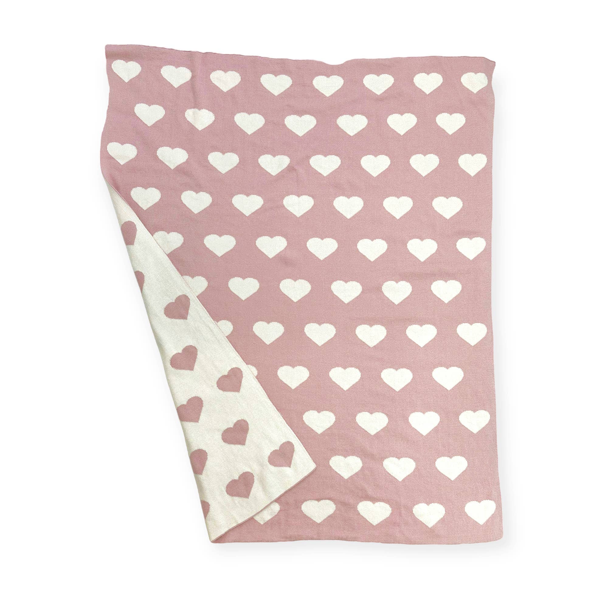 Hearts Reversible Jacquard Knit Baby Blanket (Organic Cotton - Image 4