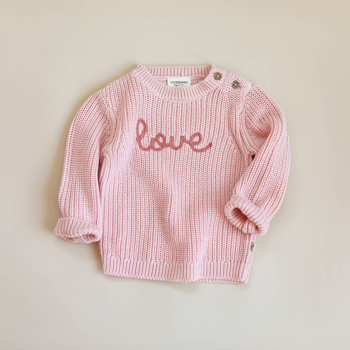 Love  Embroidered Chunky Knit Baby Sweater (Organic) - Image 5